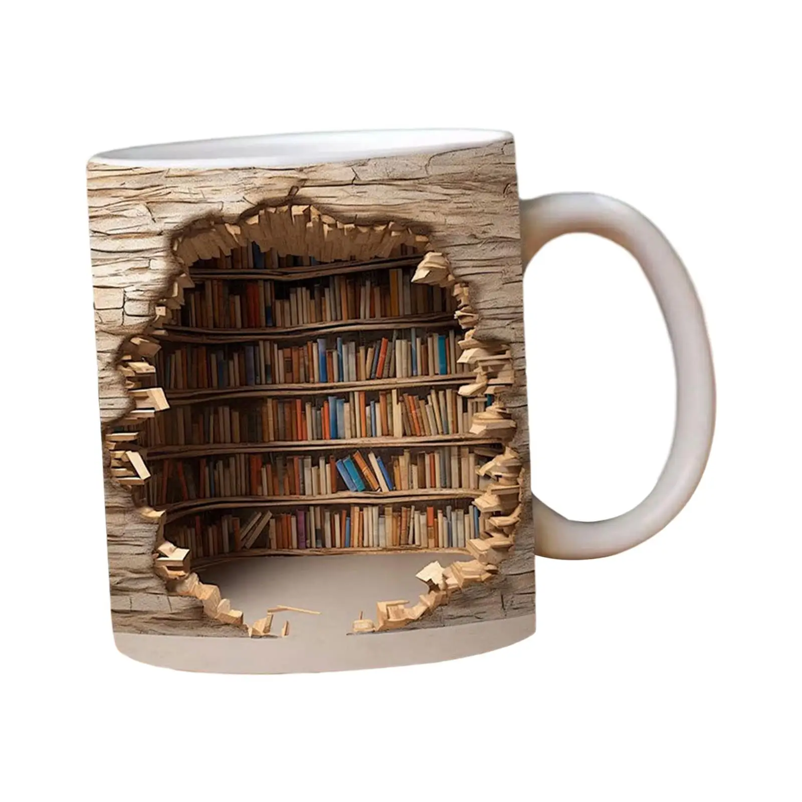 Book Club Cup Library Bookshelf Mug Porcelain Cup Gift for Readers Handmade Pottery Mug Ceramic Coffee Mug Bookworm Coffee Mug