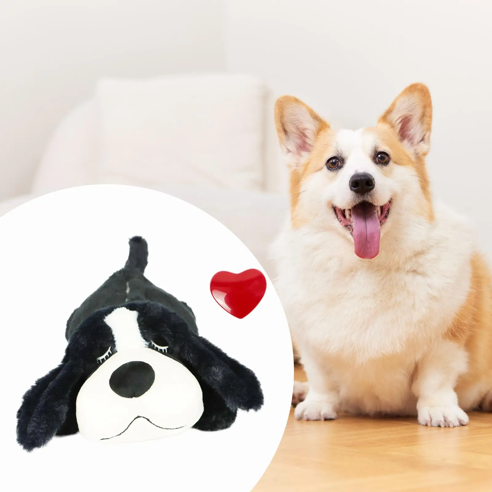 Puppy Toy with Heartbeat Dog Soft Plush Toys, Dog Sleeping Aid, Pet Calming