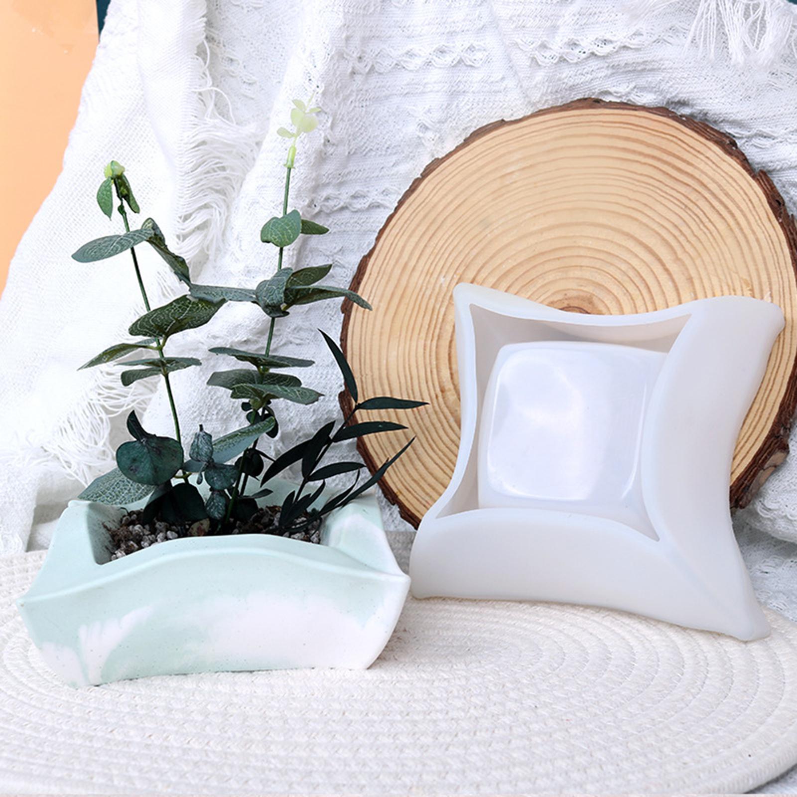 Square Flower Pot DIY Silicone Mold Garden Planter Clay Concrete Vase Mould