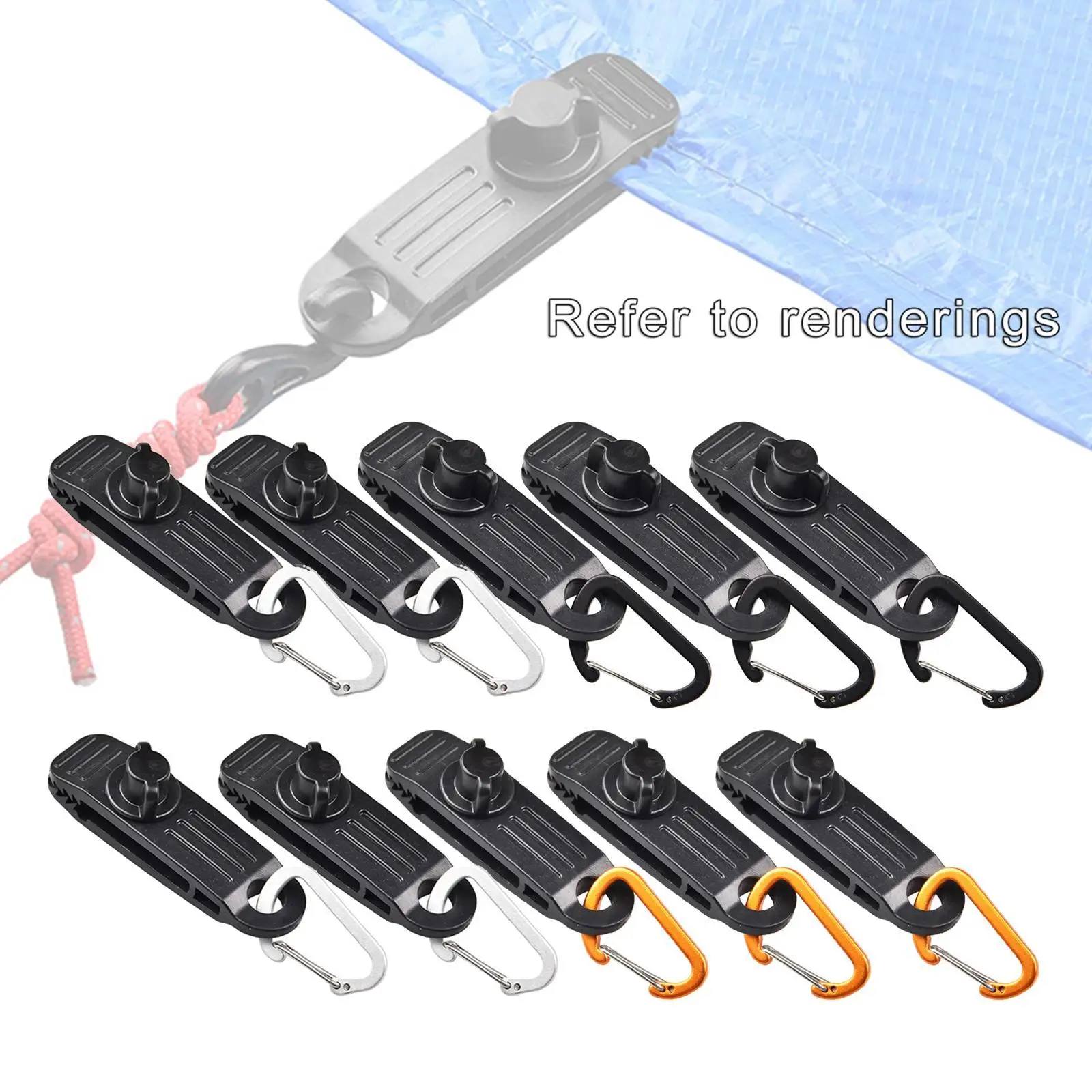 10 Durable Tarp Clips Buckles Tarpaulin Tent Snaps Clamps Hiking Backpacking