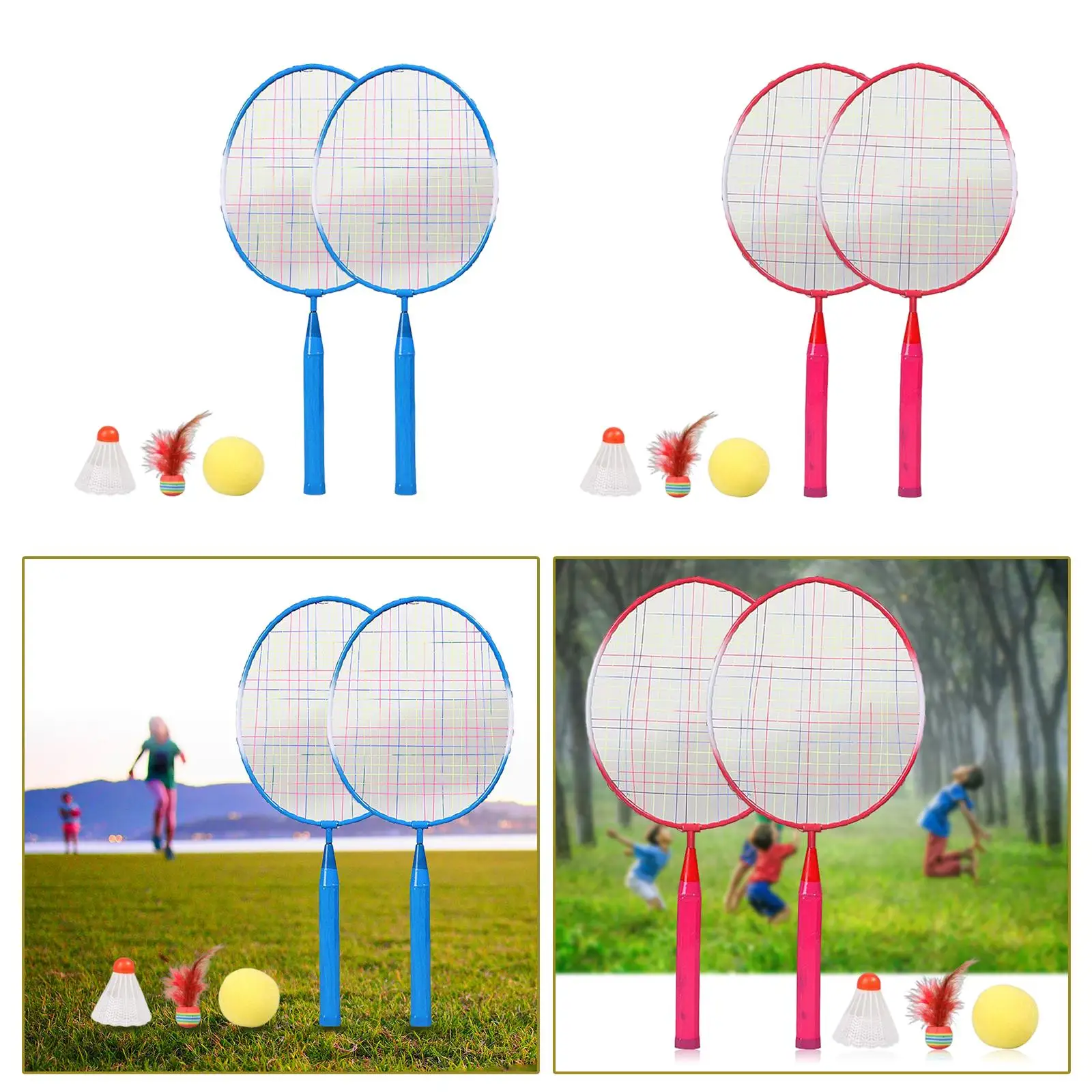 Durable Badminton Rackets for Children Shuttlecocks for Toddler Beach Kids