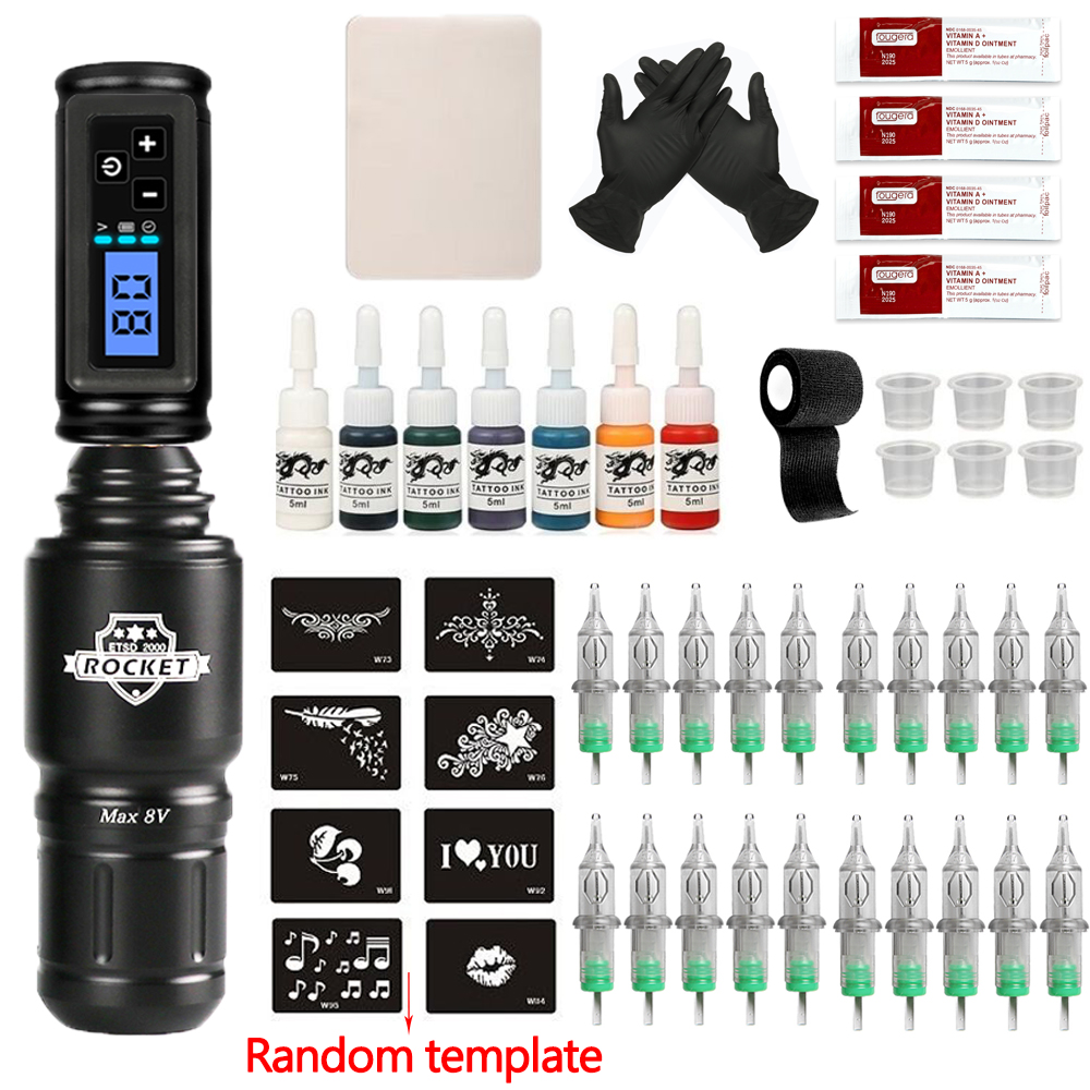 Best of Tattoo Machine Set Complete Mini Rocket Rotary Pen Suit Cartridge Needles Wireless Tattoo Power Supply Professional Makeup Kit Reviews & Tips