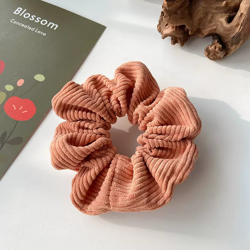 Einfarbiger Cord-Haargummi mit Streifen, elastische Haarbänder, koreanische Haaraccessoires für Frauen und Mädchen, Pferdeschwanz-Kopfbedeckung – Detail 7