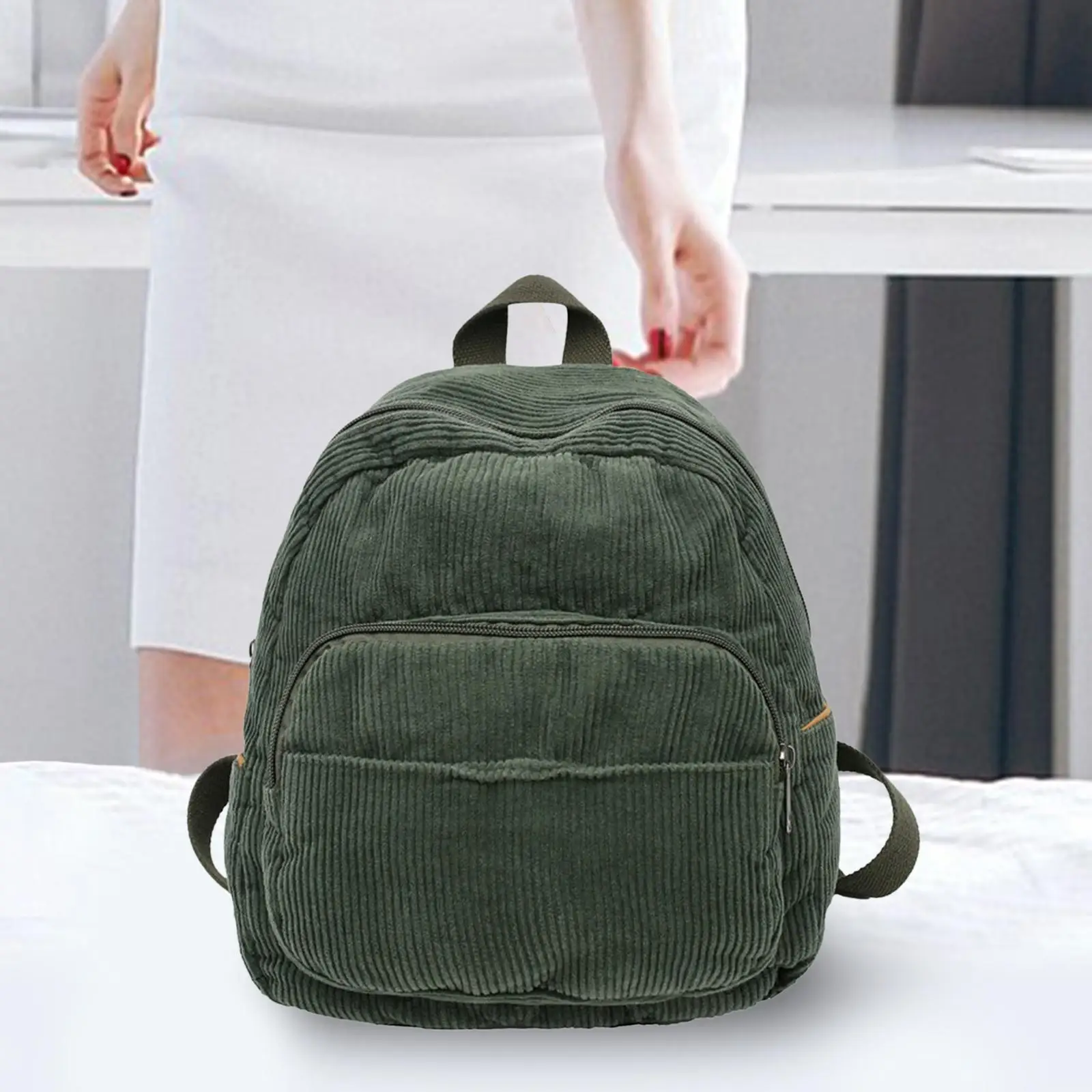Fashion Backpack for Teen Girls Corduroy Casual Women Bags Durable Daypack for Backpacking Climbing Trips Fishing Outdoor Indoor