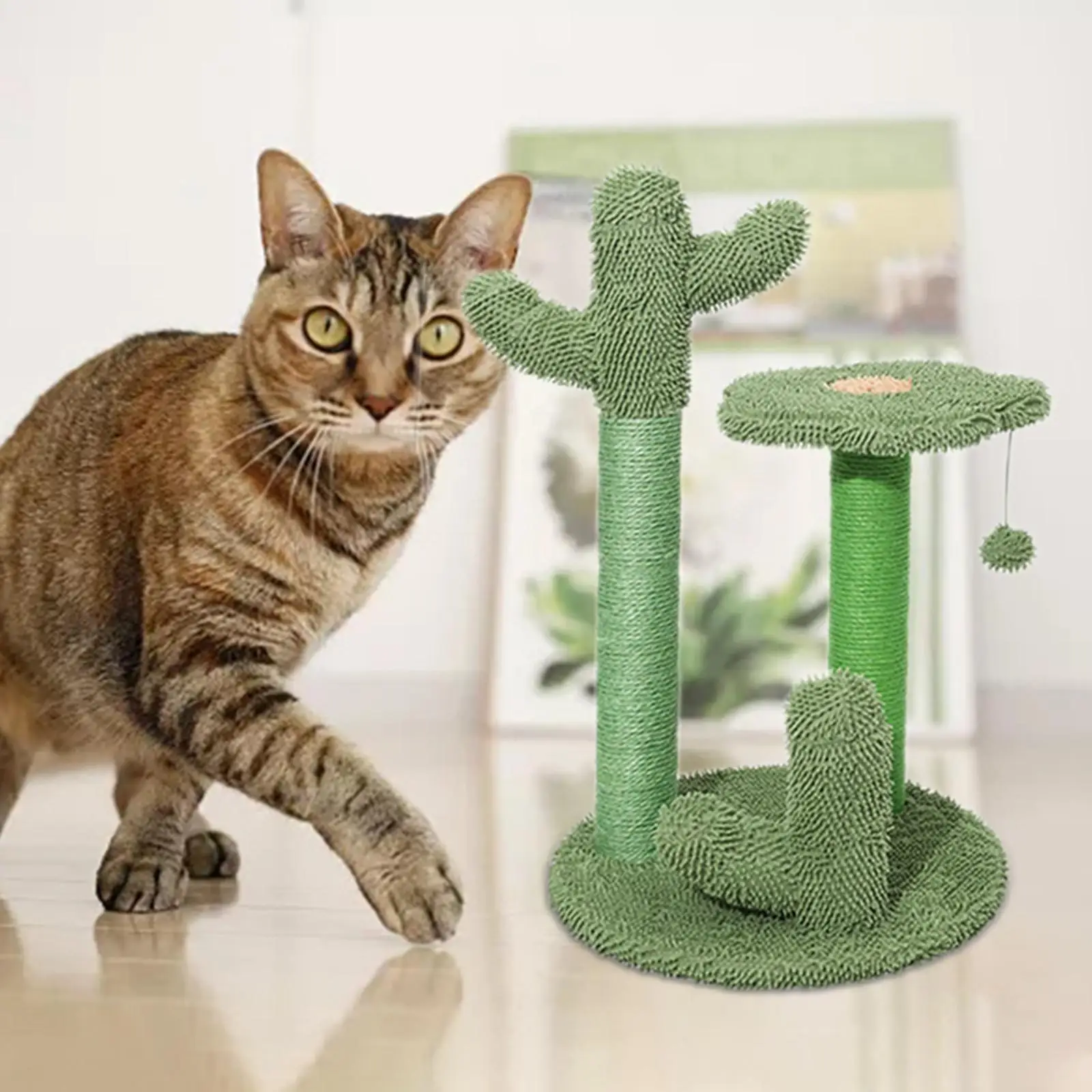 Cactus Cat Scratcher Tower Protect Your Furniture with Bed Natural Sisal