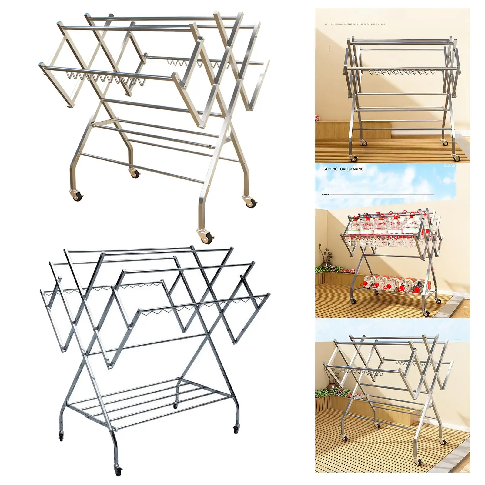Folding Clothes Drying Rack Multifunctional Laundry Rack Space Saving Easy Storage Floor Drying Rack for Quilts Shoes Bed Sheet