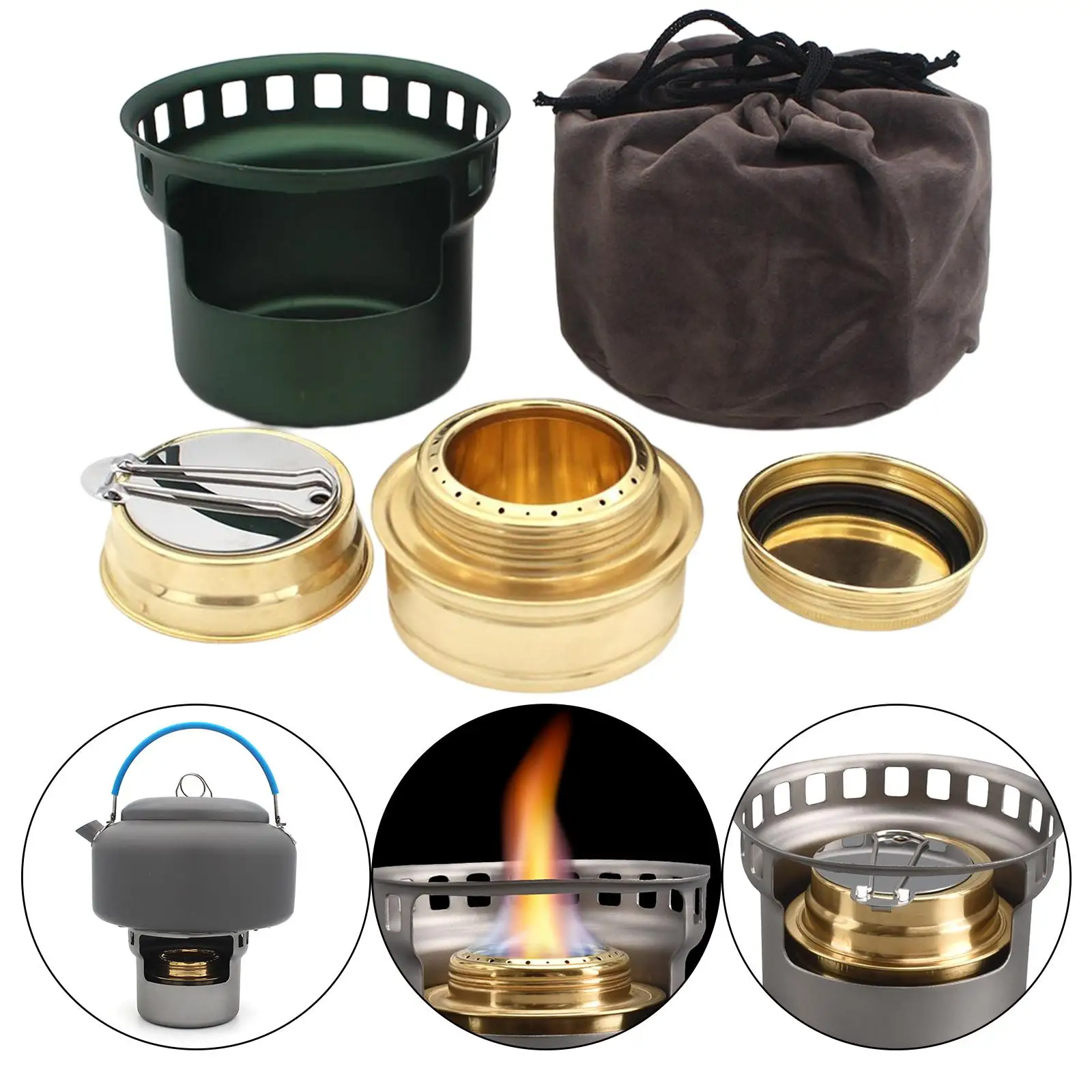 Mini Burner with Storage Bag Windproof Removable Accessories Tent Stove