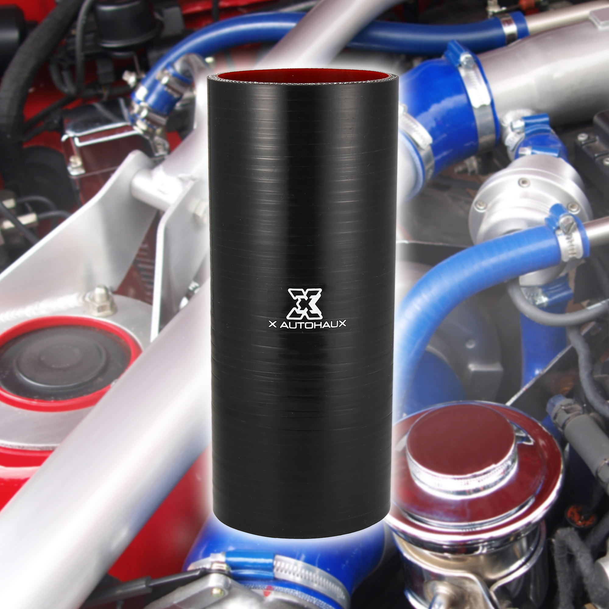 Uxcell 76mm 2.99 "ID Gerade Silikon Reducer Schlauch Silikon Schlauch Koppler Kühler Rohr mit Schellen Schwarz Rot für auto – Detail 1
