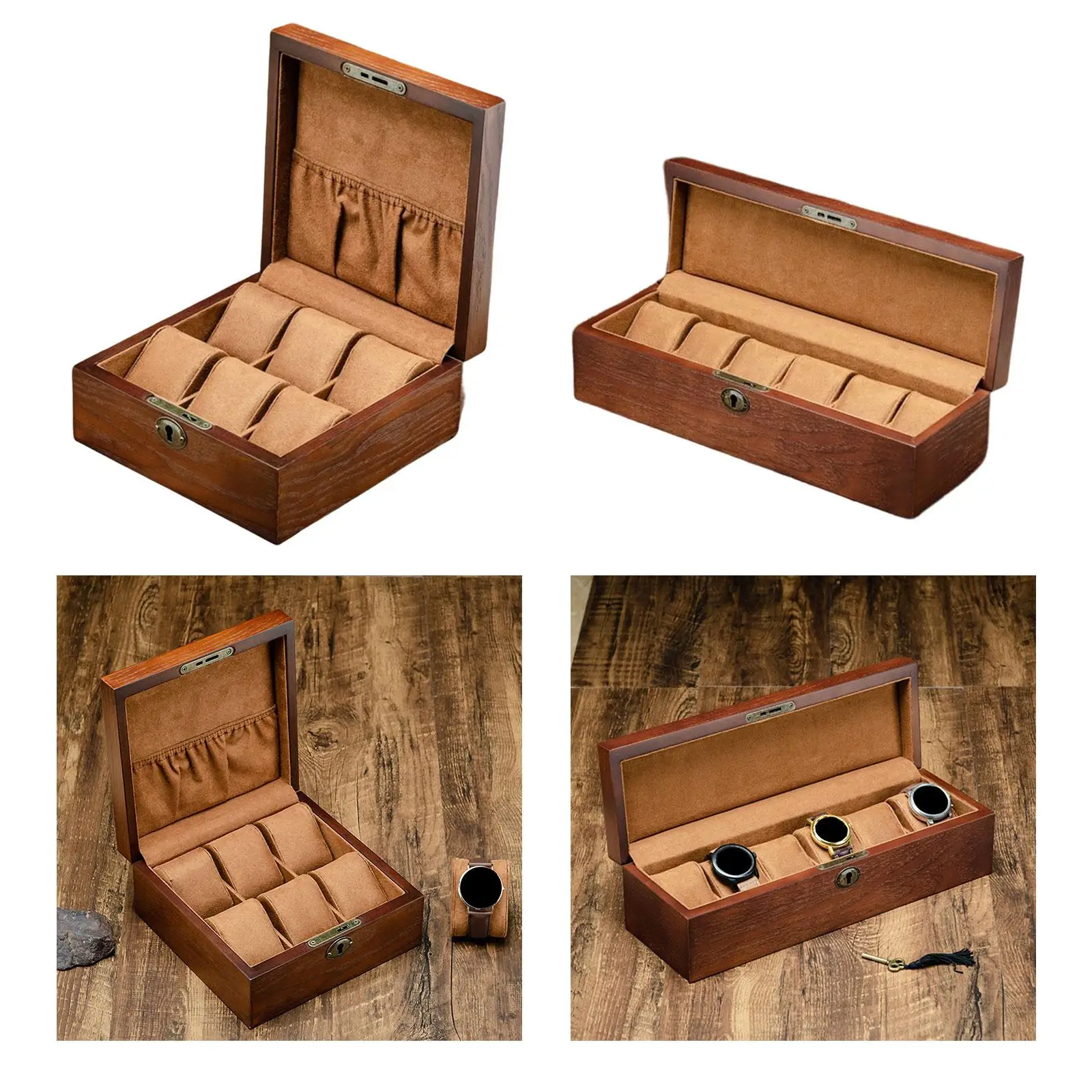 Wood Watch Box with Removable Pillows Watch Organizer Box watch Display Case Birthday Gift