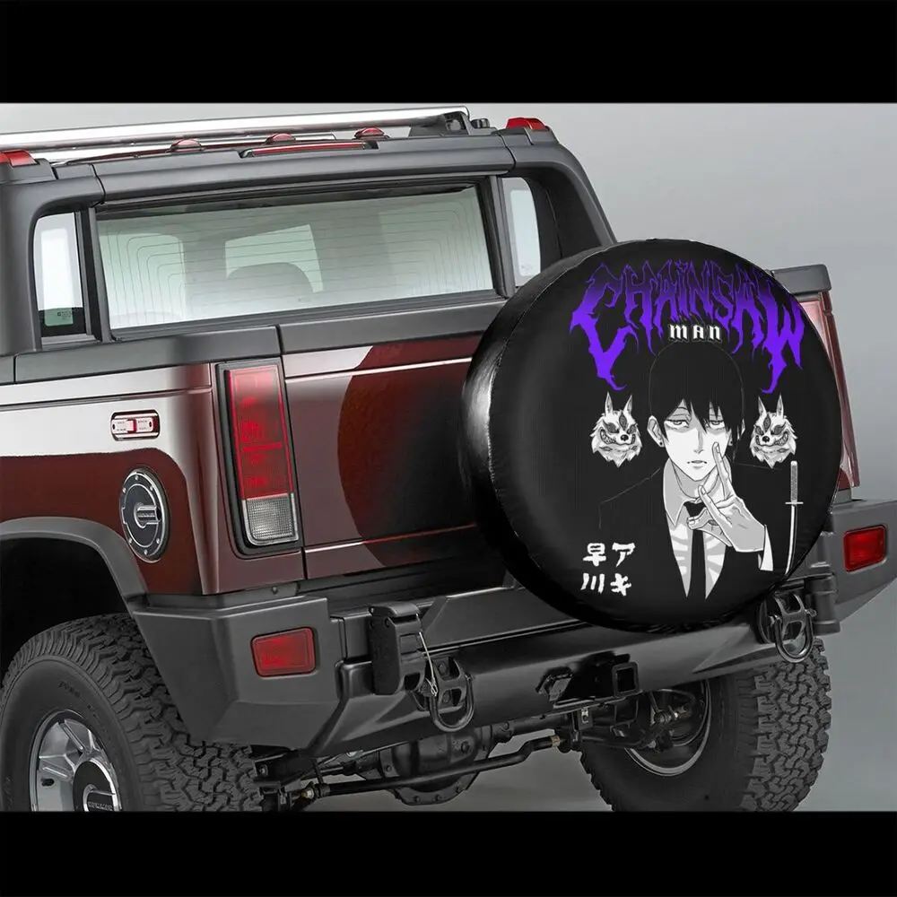 Chainsaw Man Spare Tire Cover Case Bag Pouch for Jeep Mitsubishi Anime Manga Aki Hayakawa Car Wheel Protectors Accessories Tire Cover