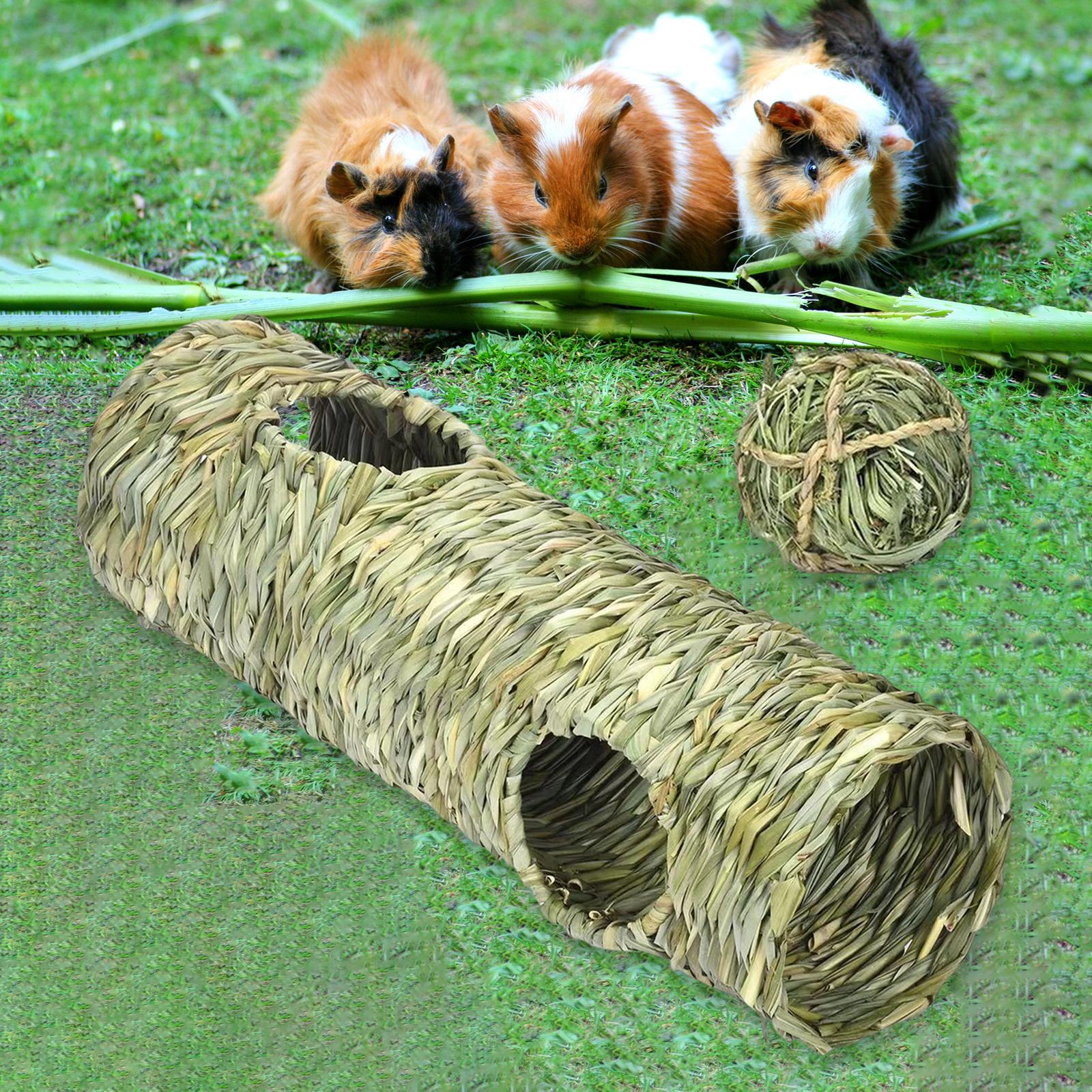 Hamster Grass Tunnel Toy Hideaway Tube Toy Peep Hole House with Openings Home for Syrian Hamster Little Rabbit Rats Hedgehog