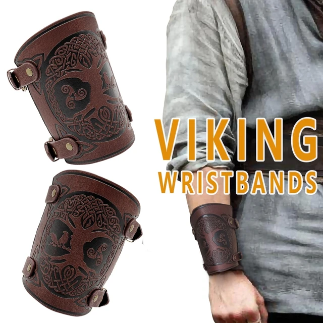 1pcs Nordic Viking Bracers Braço Em Relevo Medieval PU Guardas De Braço De  Couro Viking Bracers Pulseira Homens Cosplay - AliExpress