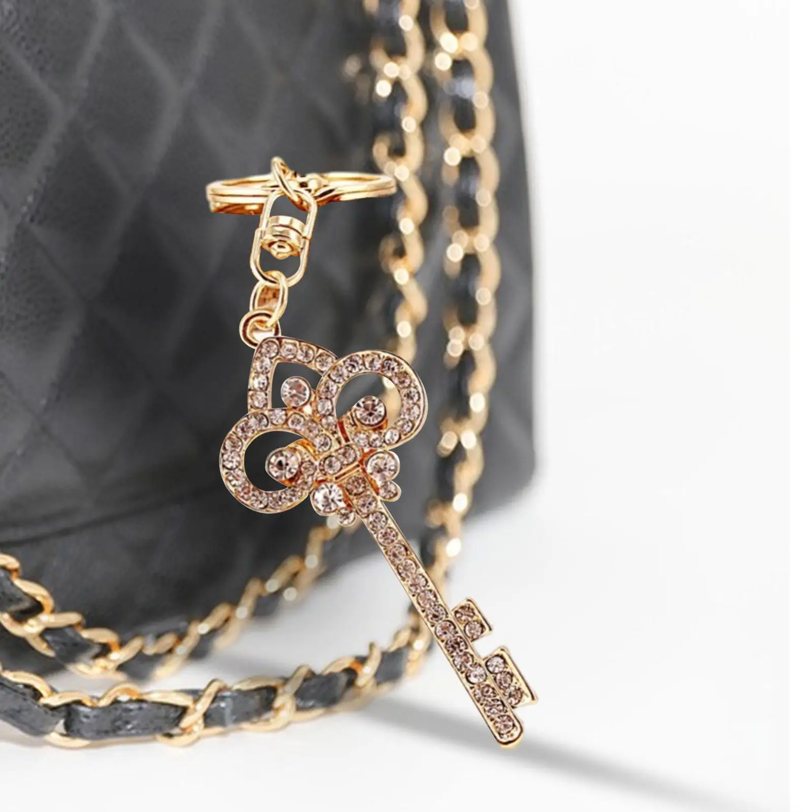 Key Rhinestone Keychain Gifts Accessories Decorative Creative Sparkling Glitter Keyring Bag Charm for Wallet Tote Backpack Girls