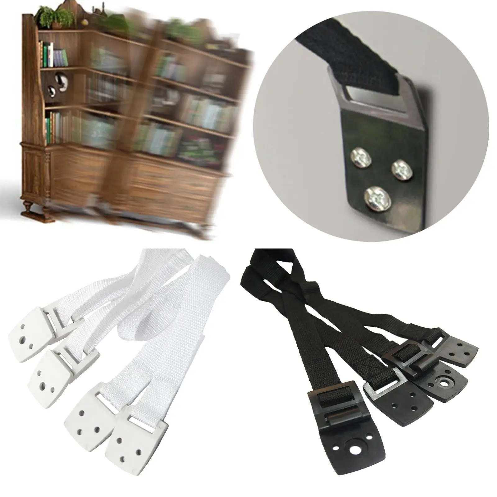 TV Anti Tip Straps,   Plate Non Tipping Safety Strap, Wall Strap for Cabinets Dresser Bookcase Flat  Proofing