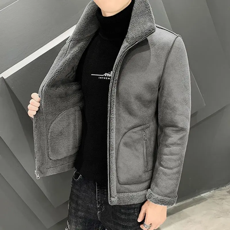 Jaqueta de couro falso masculina, casaco de