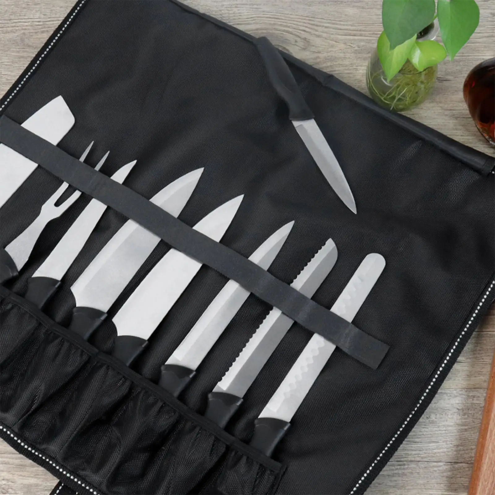Chef Knives Roll Bag Adjustable Shoulder Strap Carrying Case Storage Bag for Kitchen Home Restaurant Chinese Western Food Knives