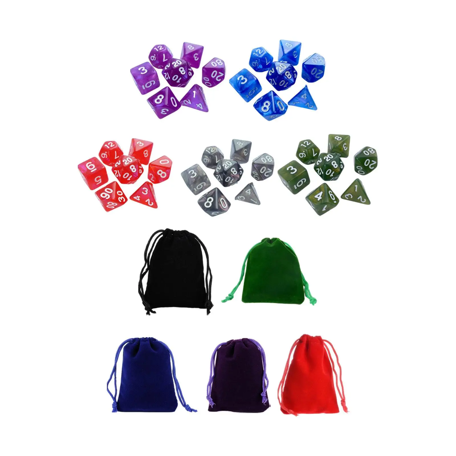 35Pcs Polyhedral Dices Set with Drawstring Pouch for Role Playing Game