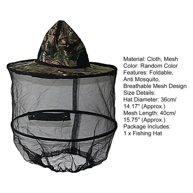 Fishing Hat Fine Mesh Foldable Mosquito Net Hat Breathable Non