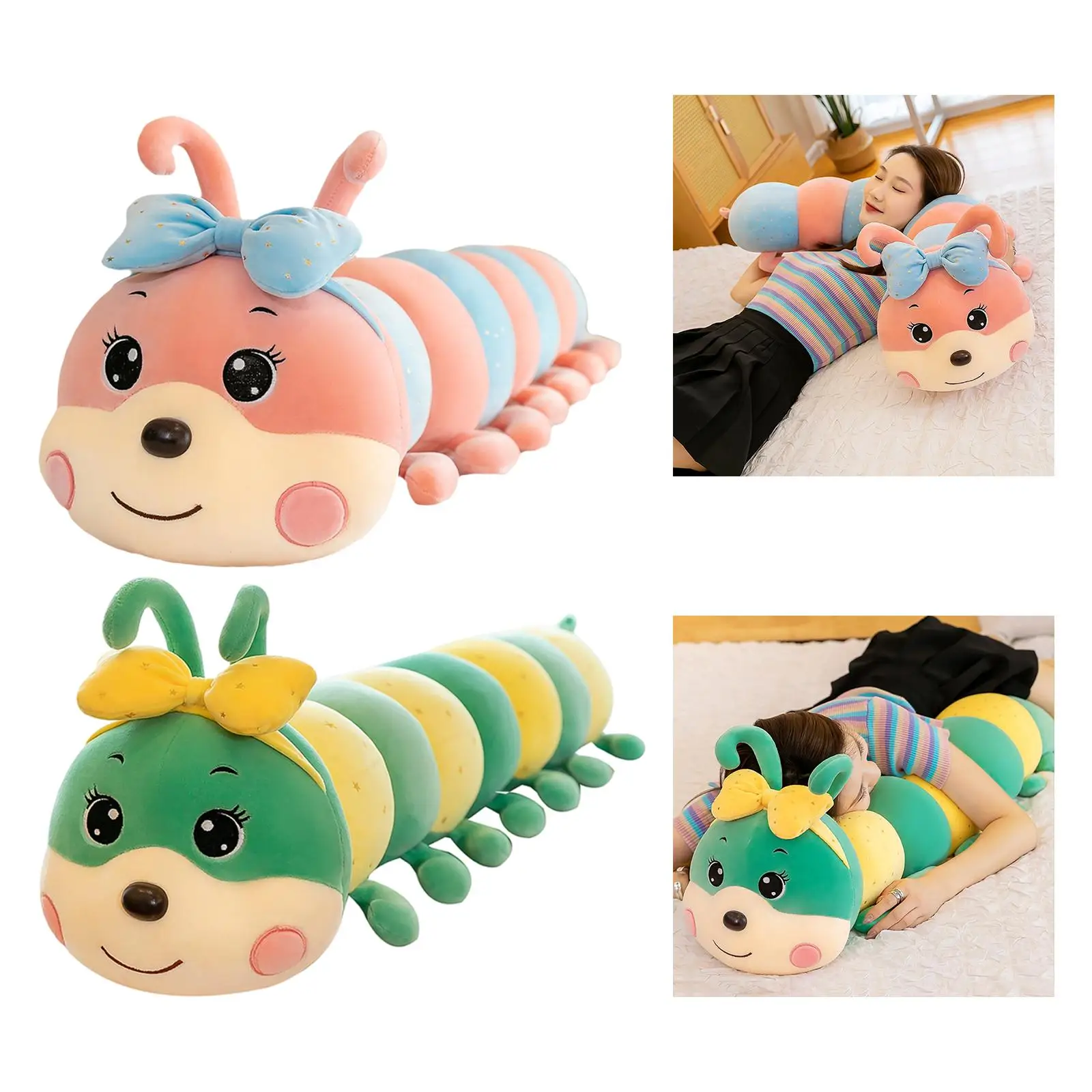 Adorable Caterpillar Wiggler Insect Worm Sleeping Pillow Cushion Stuffed Plush Doll for Kid Children Bedtime Baby Gifts