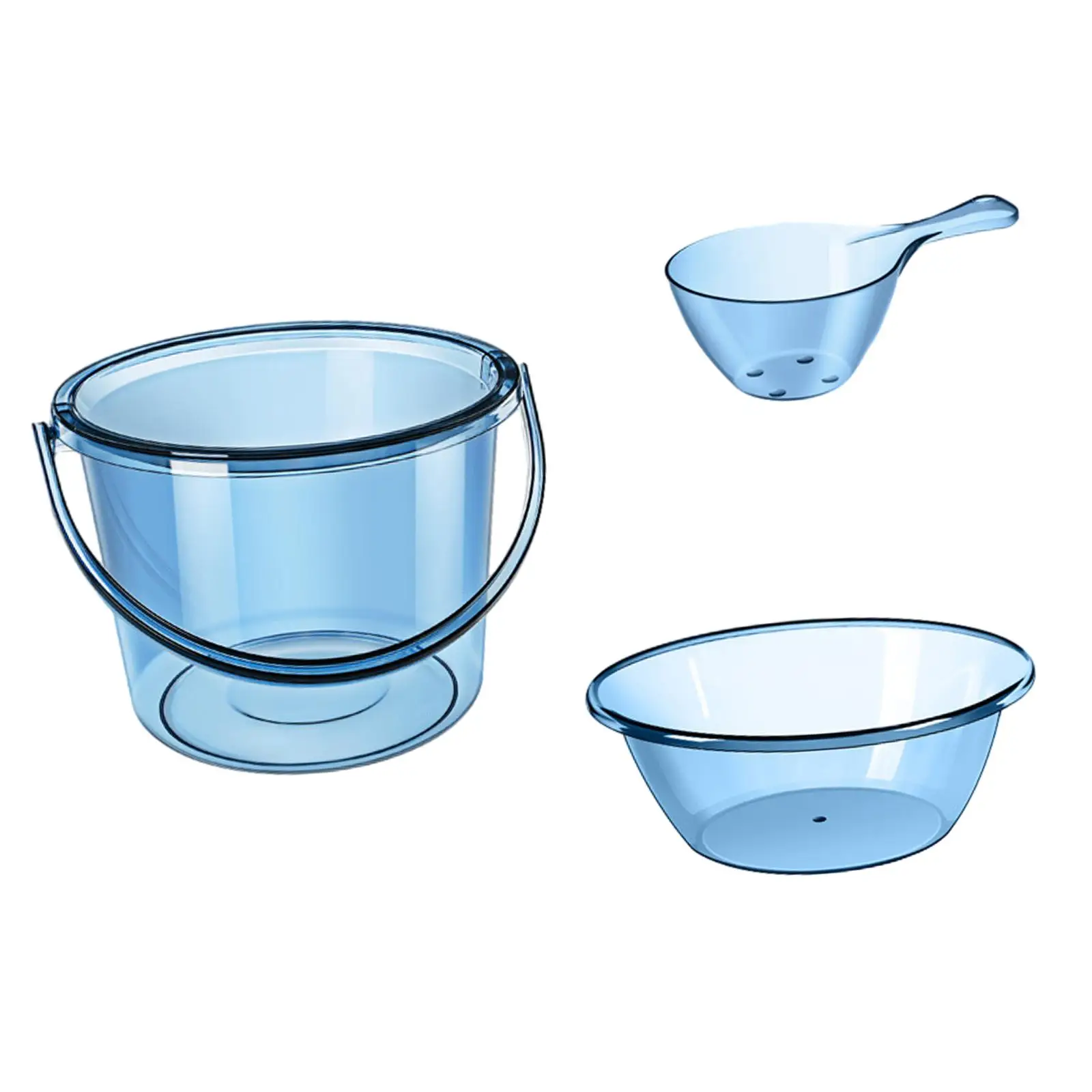 Water Bucket Set Water Pail with Basin and Spoon Bathing Household Bucket for Car Washing Outdoor Dormitory Kitchen Garden