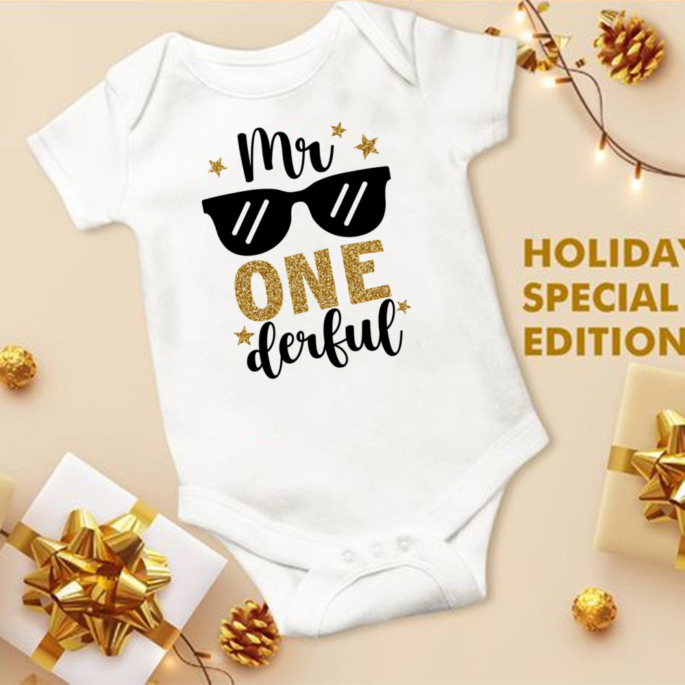 Mein 1. Geburtstag Neugeborenen Stram pler Sommer Säugling Körper Kleinkind kurze Prinz Ärmel Overall Baby Jungen Geburtstags feier Outfit Kleidung – Detail 34