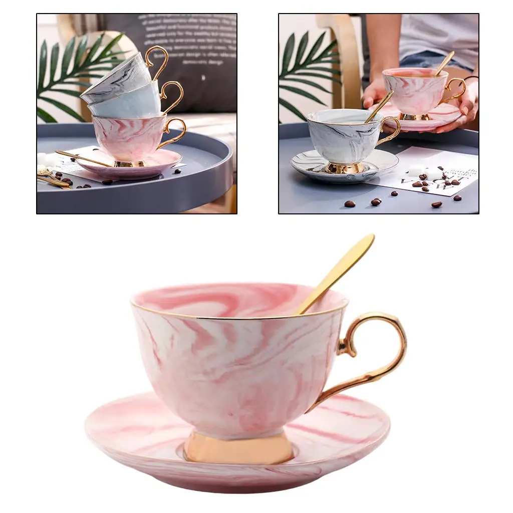 Color Glaze Porcelain Coffee Cup and Saucer Cappuccino Coffee Drinks Latte Tea Cup w/ Spoon Drinkware Cafe Wedding Gift