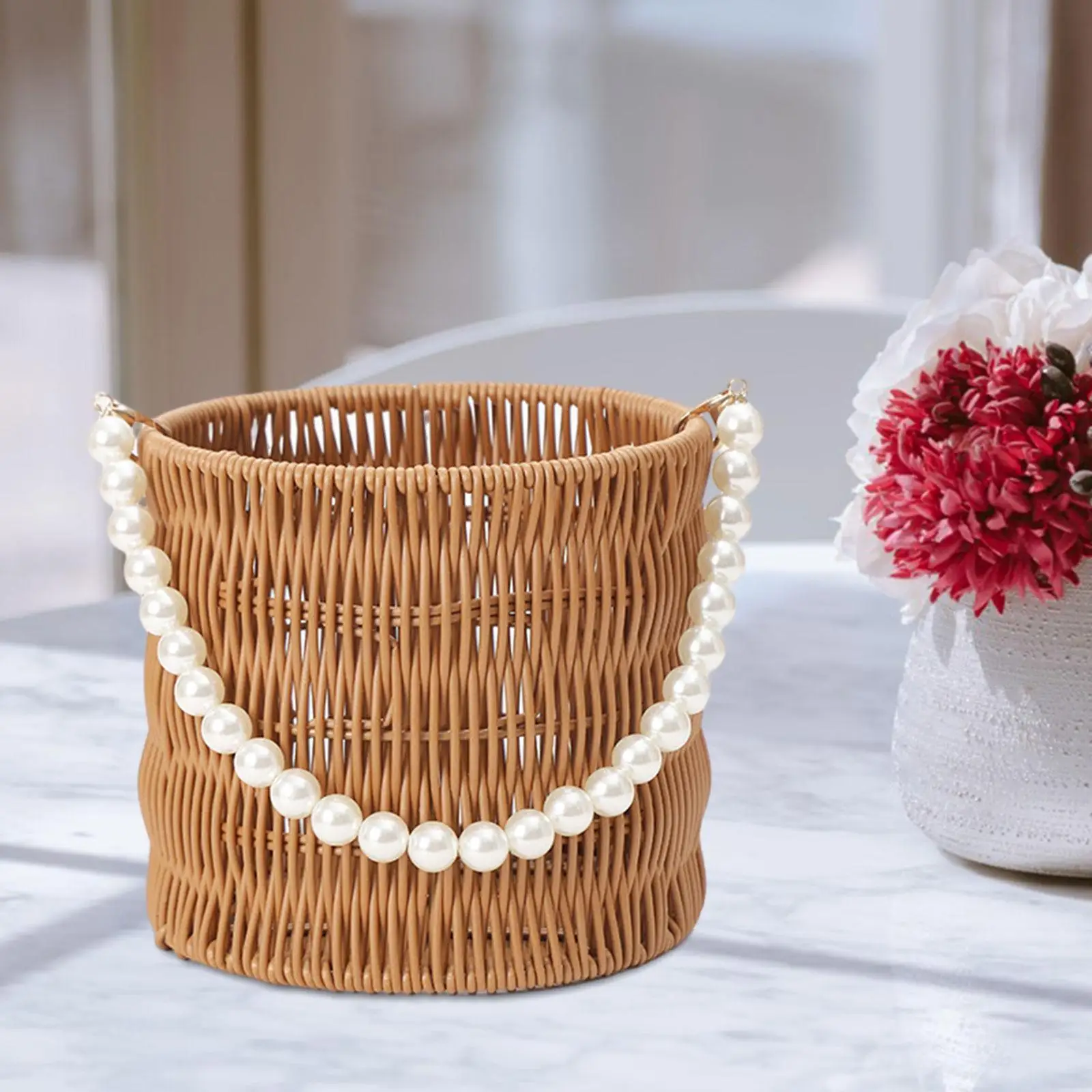 Imitation Rattan Basket Flower Basket Handwoven Basket for Small Daily Items