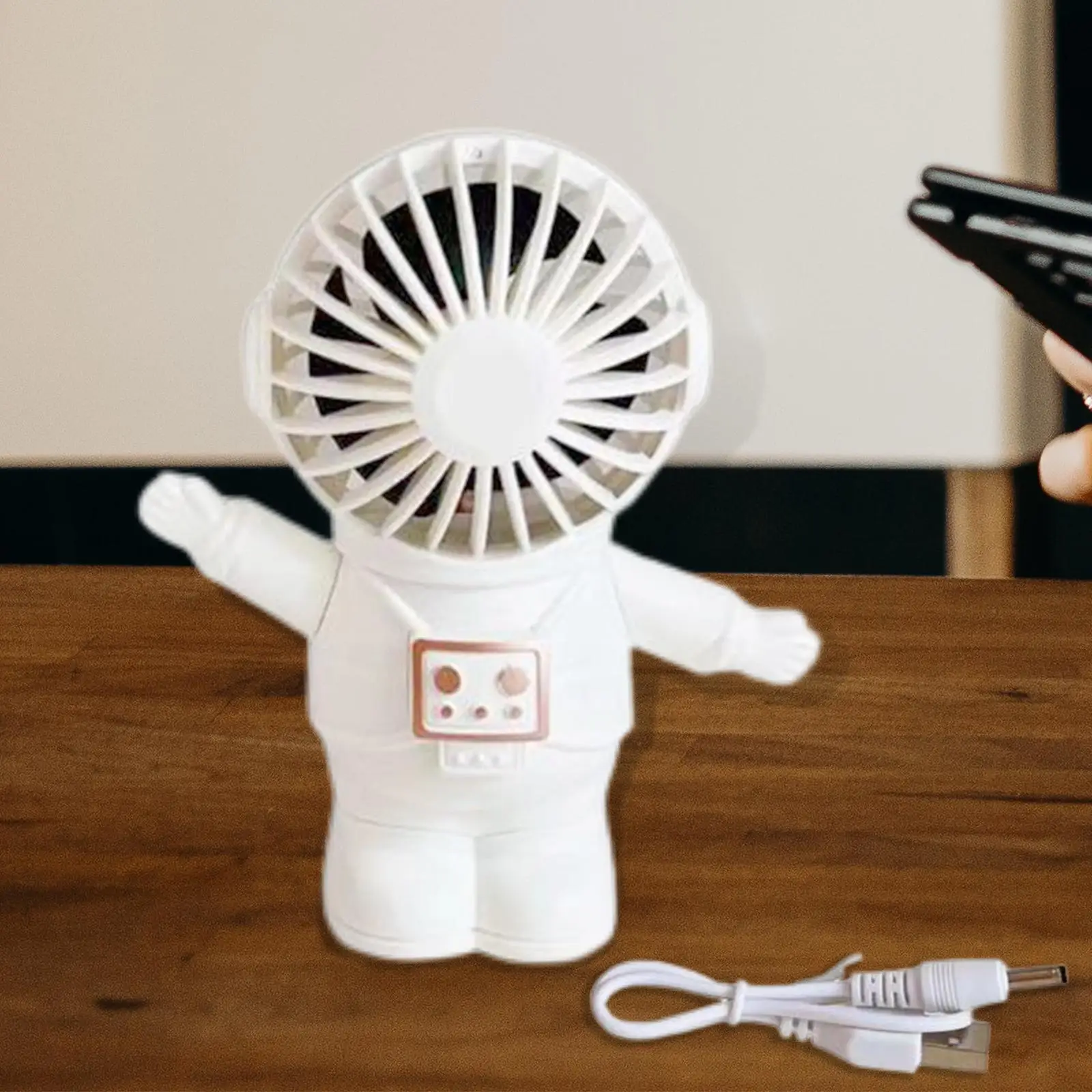 Spaceman Pocket Cooling Fan Desktop Fan Makeup Face Fan Natural Wind Summer Cooling Fan Handheld Fan for Tabletop Home Peach