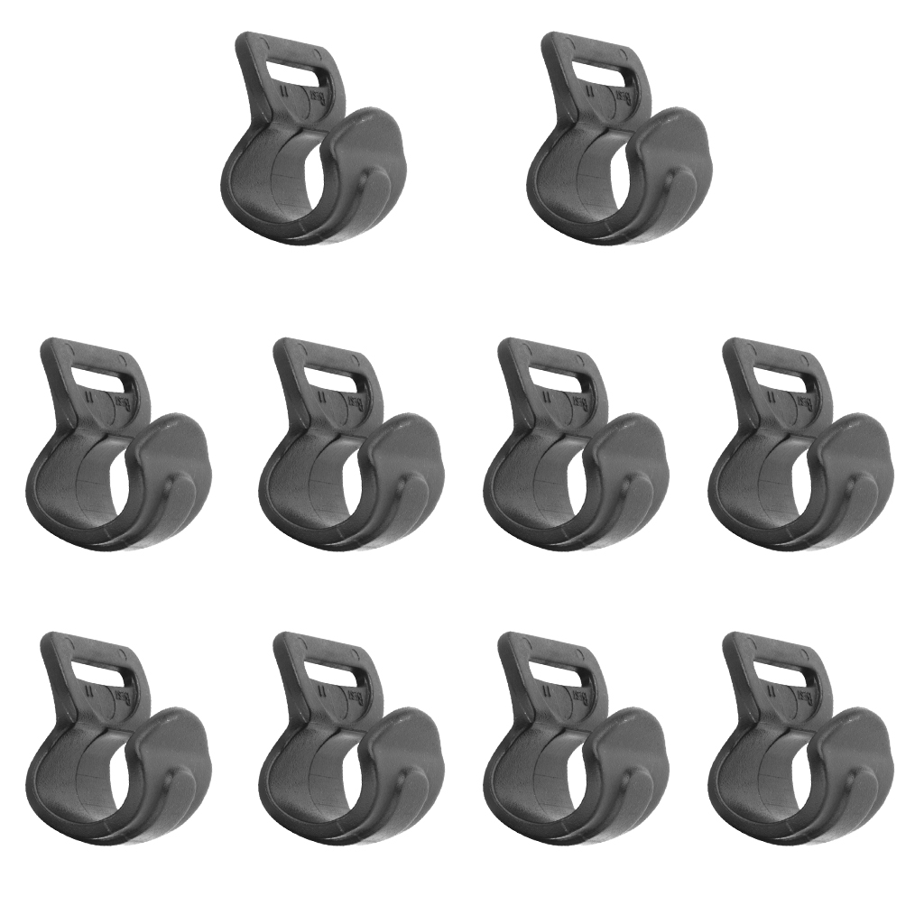 10pcs Camping Split  Clamp for Sheet / Tent Poles,, Black, 15mm / 20mm Optional