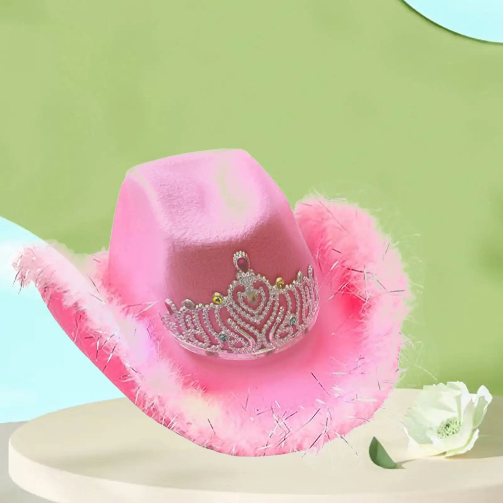 Western Cowboy Cowgirl Hat with Crown One Size Fits Most Wide Brim for Party Costume Pretend Play Decorations Women Girls