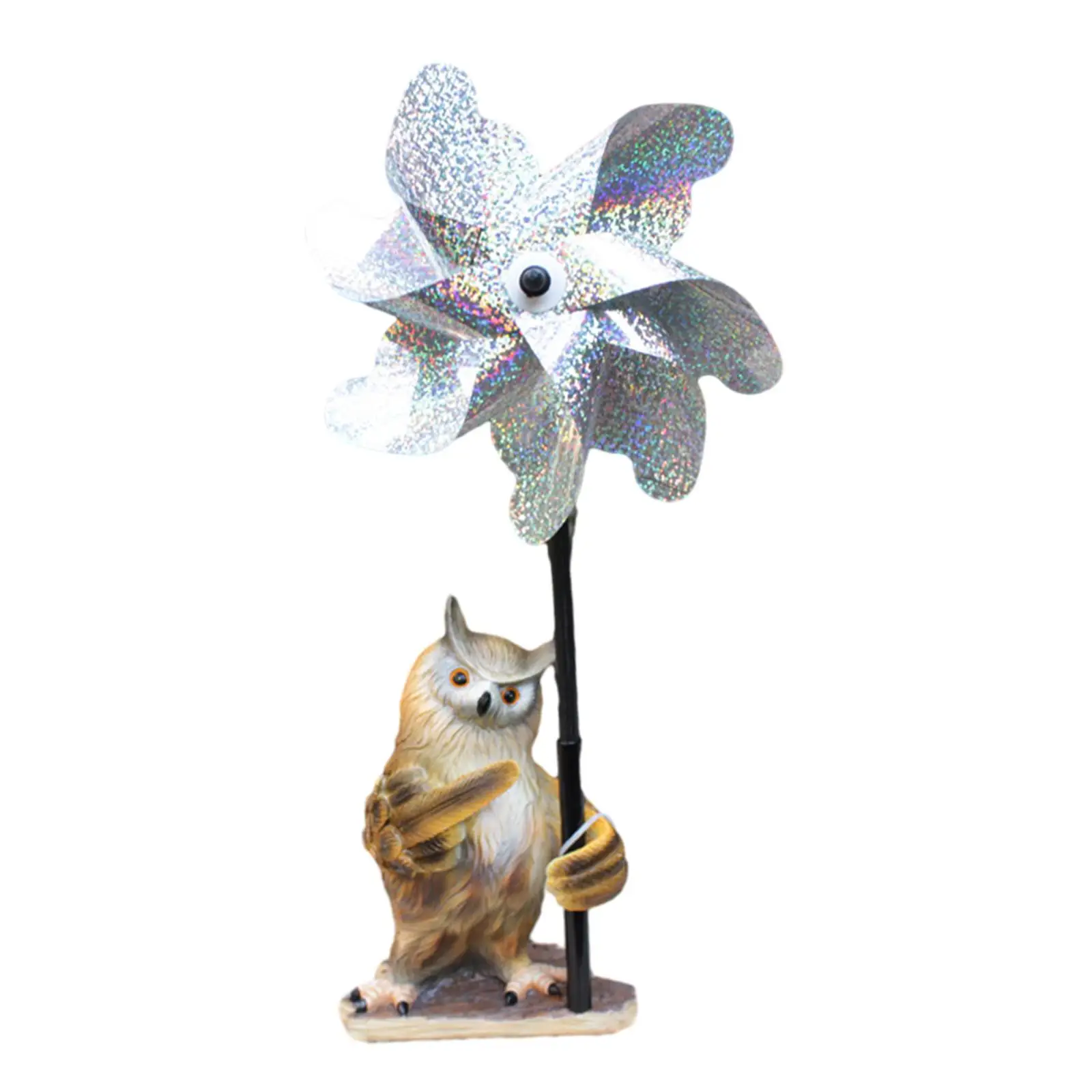 Owl Pinwheel Lifelike Ornaments Figurines Resin Yard Art Decor Owl Wind Sculpture for Lawn Courtyard Outdoor Backyard Decorative