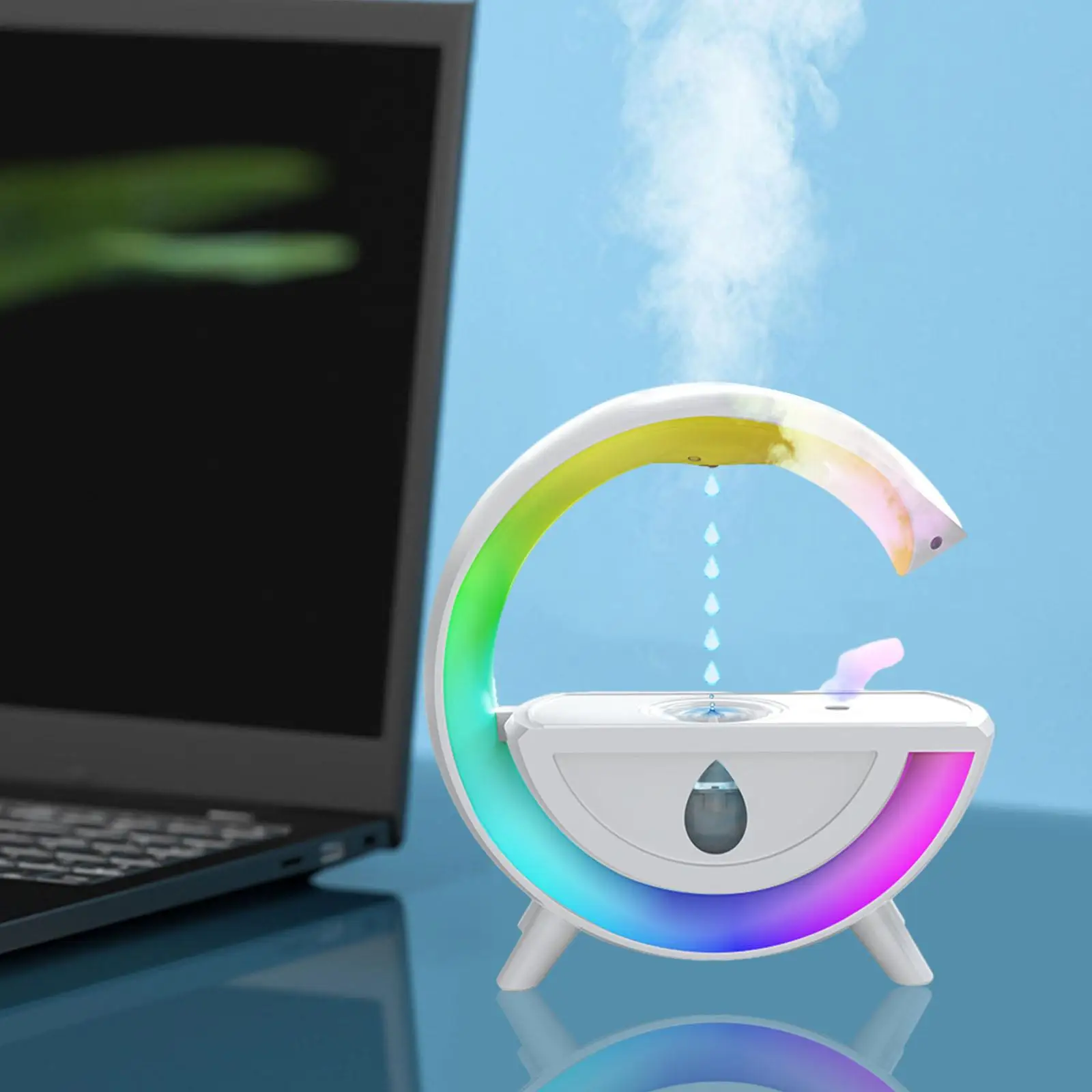 Water Drop Humidifier Personal Portable with LED Colorful Light Auto Shutdown Small Humidifier for Desk Yoga Bedroom Home Office