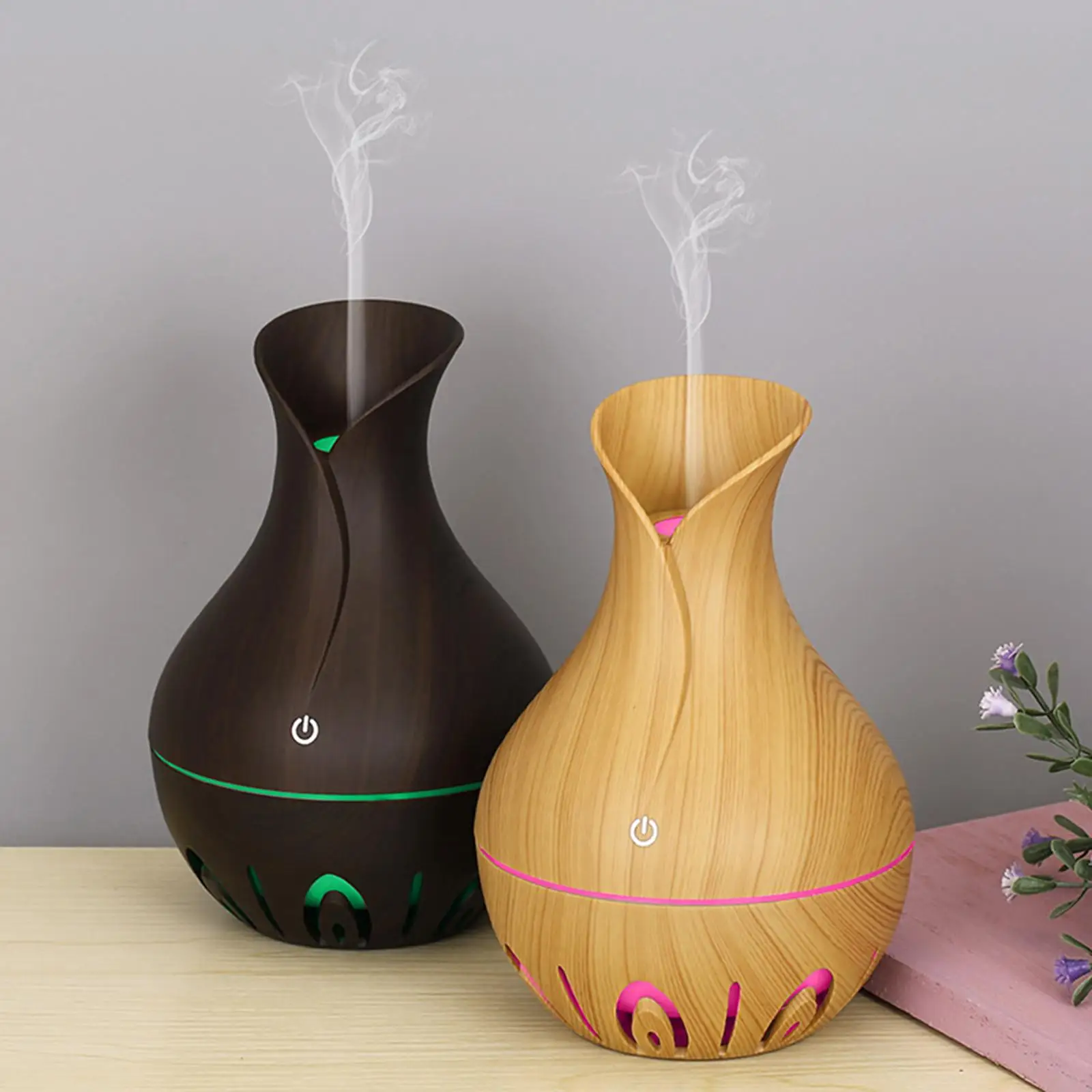 Essential Oil Diffuser Ultrasonic 7 Colors Wood Grain Super Quiet Purifier USB Aroma Diffuser for Gifts Baby Bedroom Bedroom Car