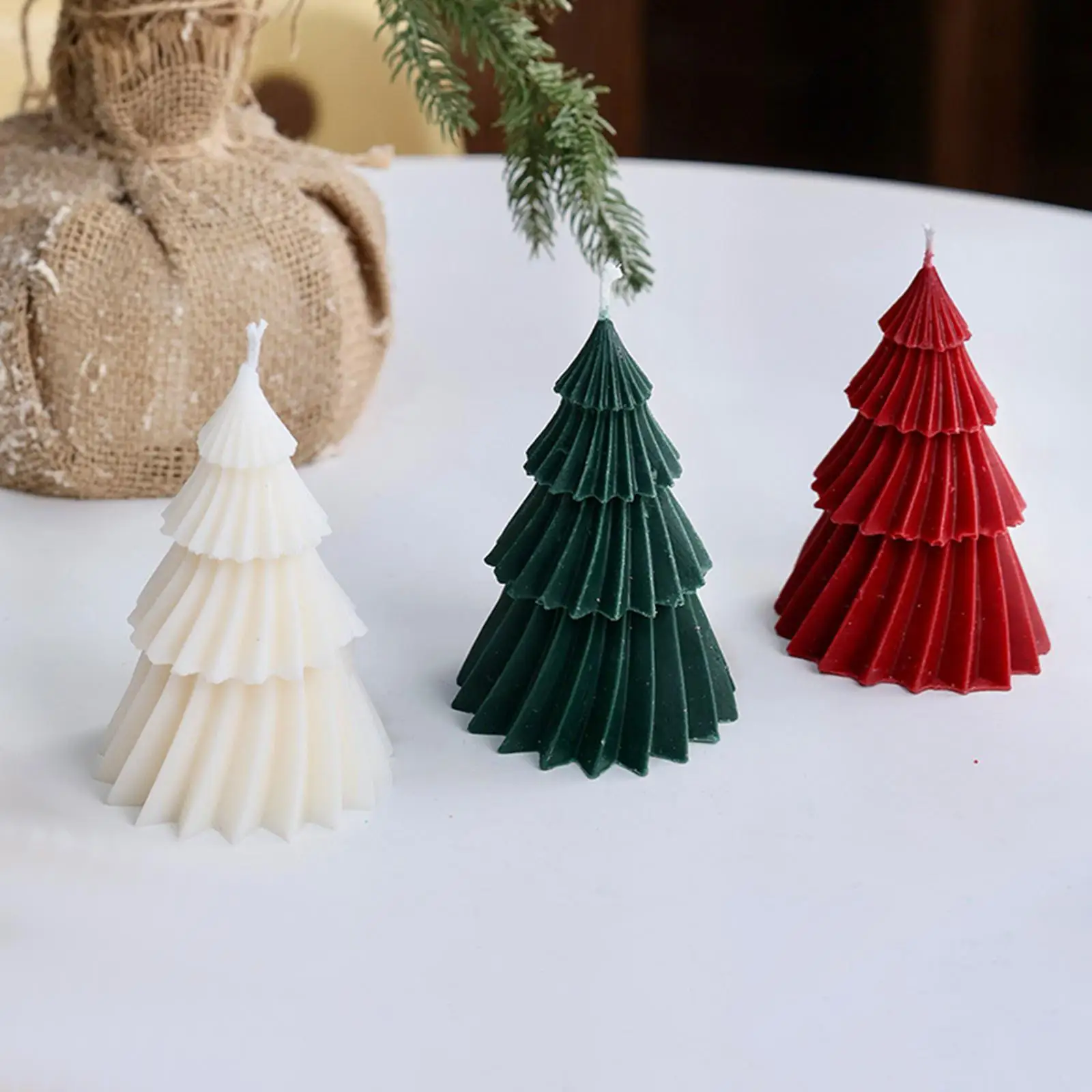 Christmas Tree Scented Candles Rotating Shape Scented Candle Christmas Decoration Gift Holiday Gift Box for Home Ornment