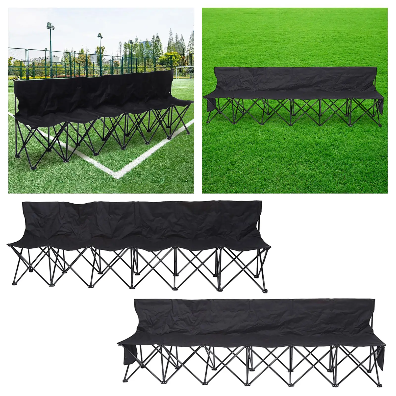 6 Person Foldable Camping Chair Seat Bench for Hiking Campsites Soccer