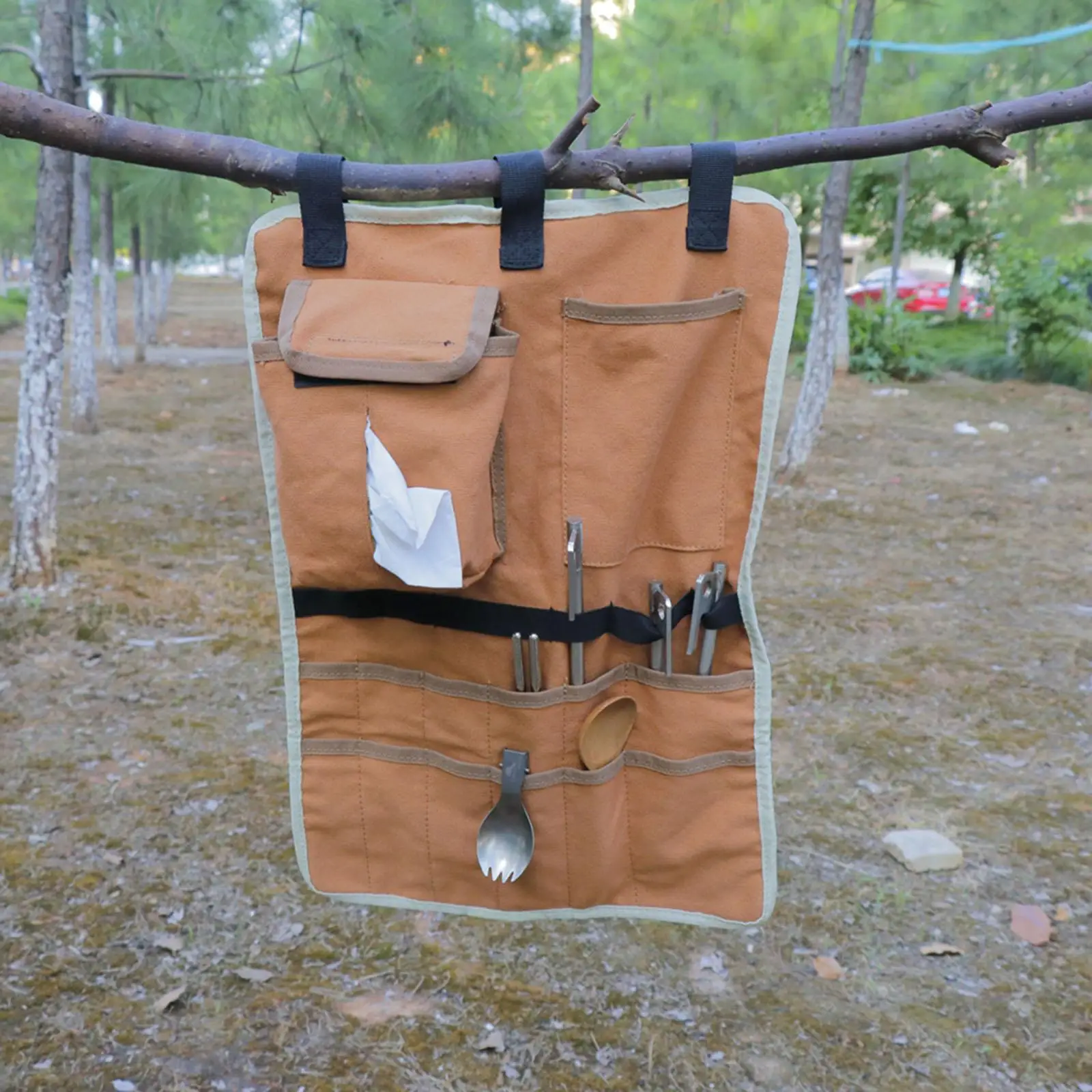 Camping Tableware Storage Bag W/ Tissue  Outdoor for Camping Supplies