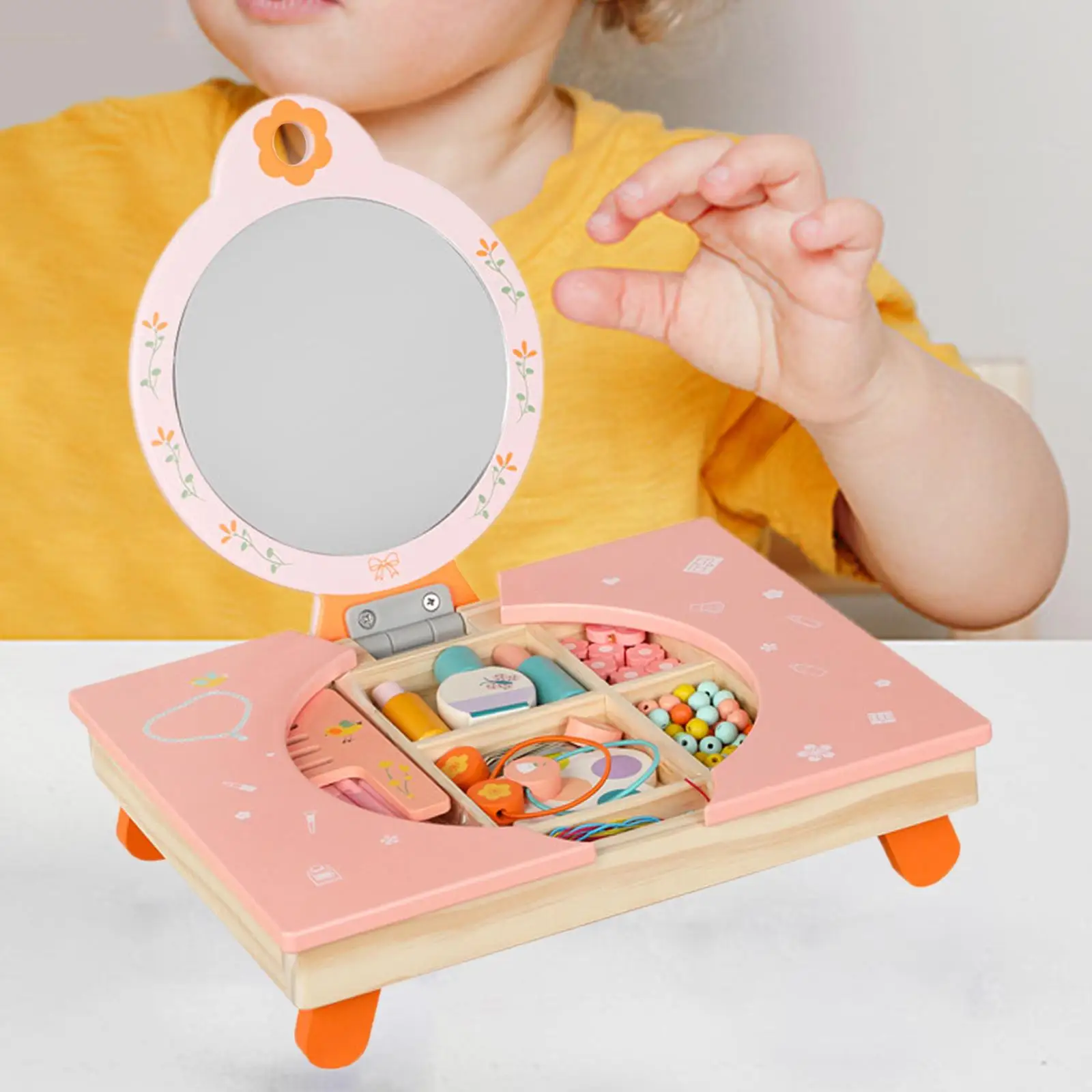 Tabletop Dresser Makeup Toy Portable Playset Learning Toys Makeup Vanity Toys Kids Makeup Vanity Toy for Toddlers Birthday Gifts