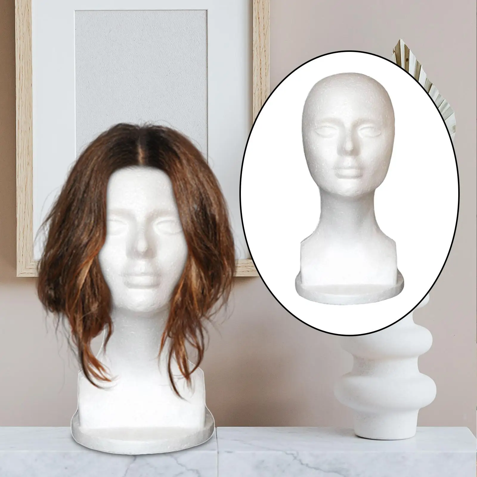 Female Foam Mannequin Head, Manikin Foam Head, Hat Display Holder, Lightweight Easy to Carry Foam Mannequin Hat Stand for