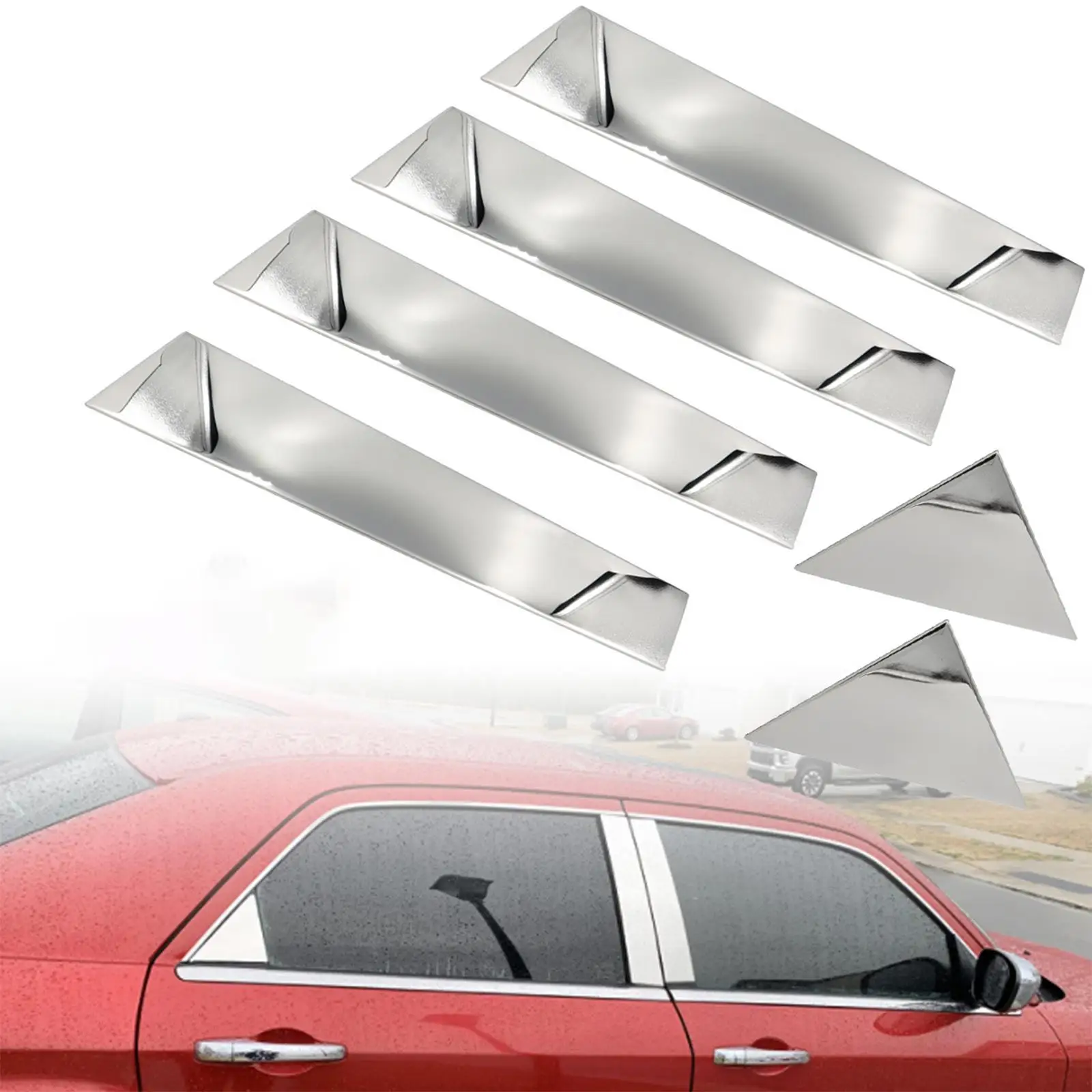 6Pcs Vehicle Door Window Pillar Post Trim, Parts 304 Stainless Steel Decoration Chrome Covers, for Chrysler 300C 300 2005-2010
