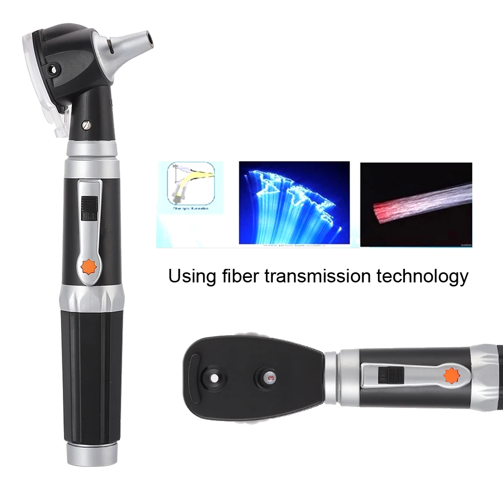 Double Hole Ear Eye Examination Ear Cleaning Devices Base Rechargeable Fiber Optic Ophthalmoscope Otoscope Tool Kit EU Plug USB
