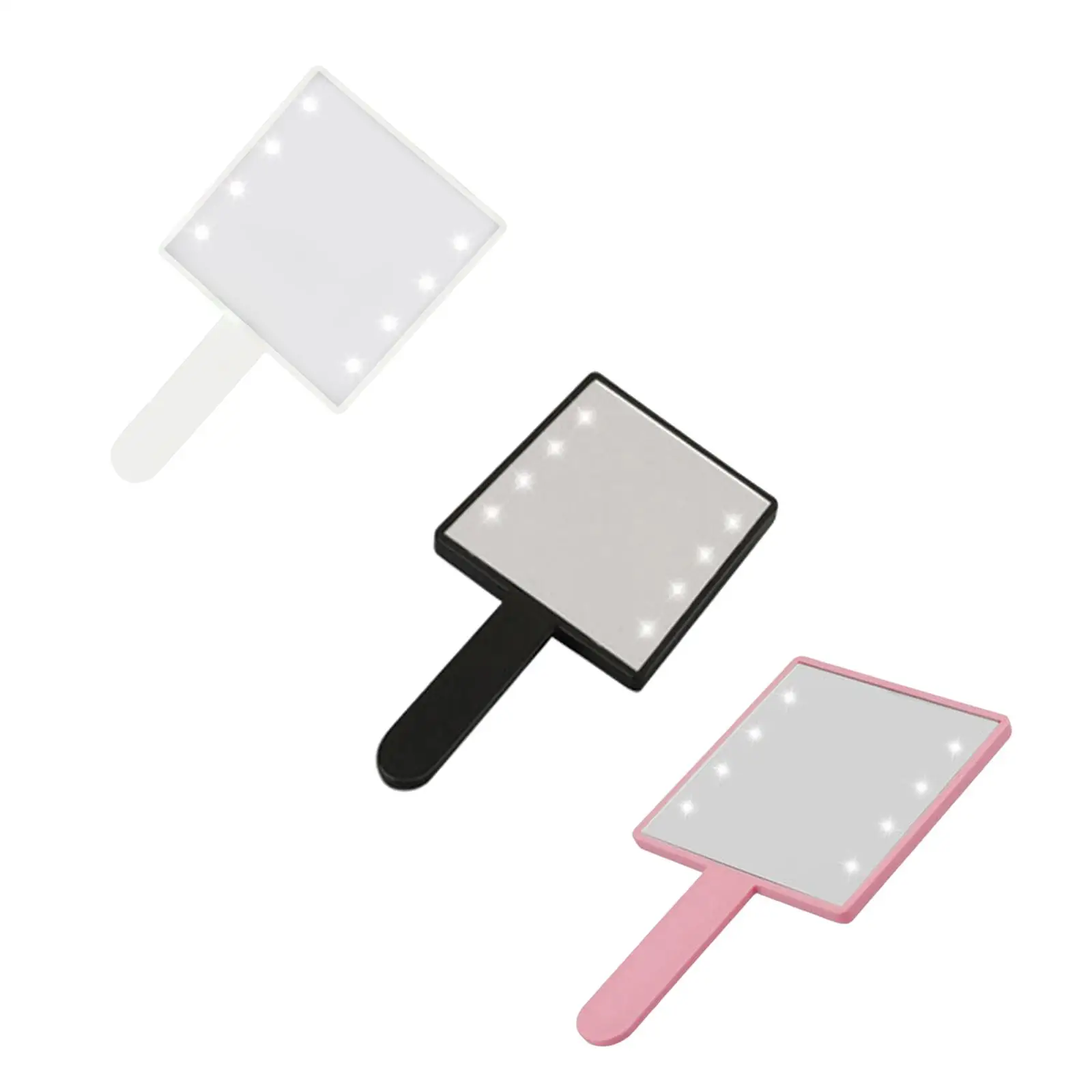 Makeup  Light, Gift for Woman, Vanity Mirror, Square  Mirror, Handheld Hand Mirror with 8x LED Beads & Handle