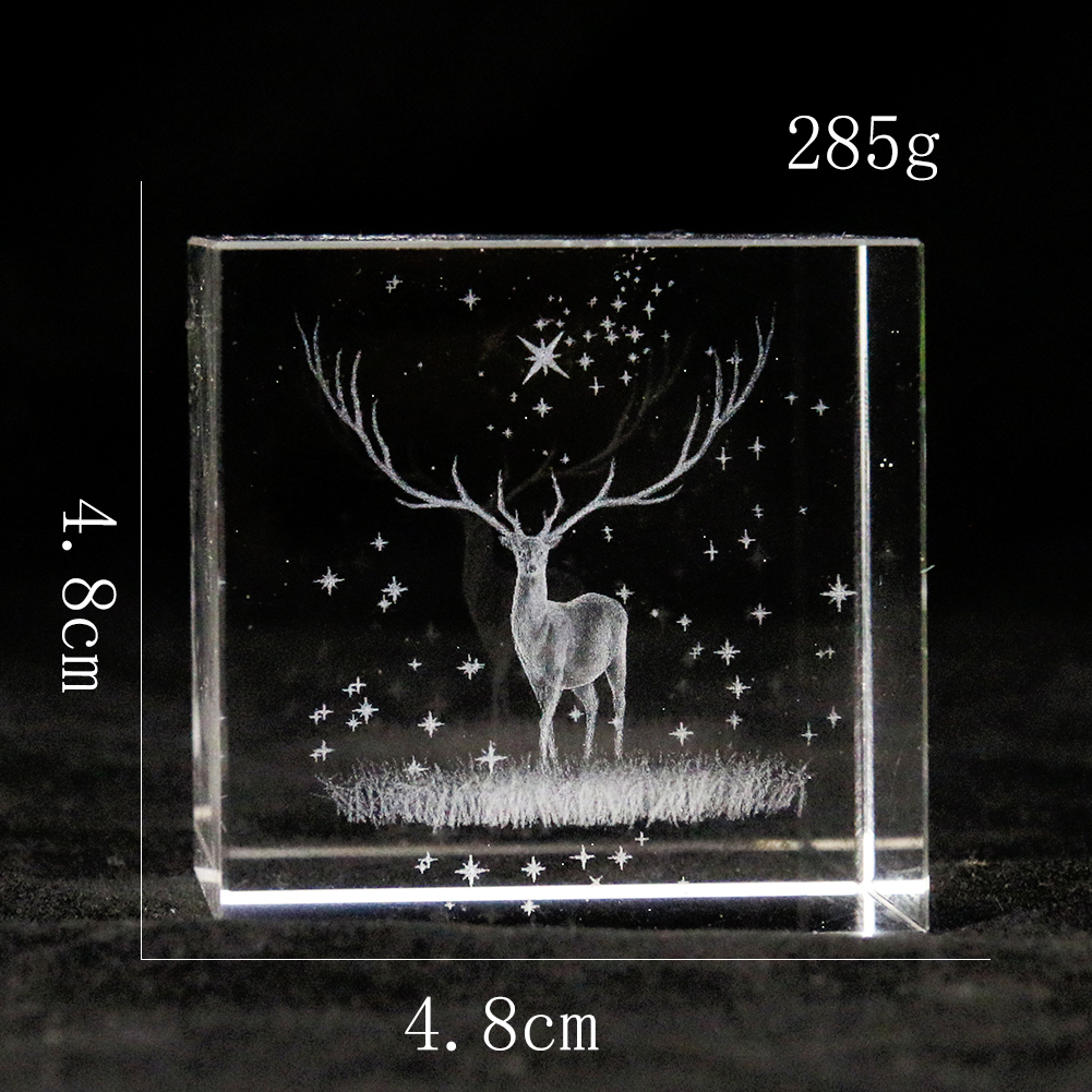 50MM Quadratischer Lasergravierter Elch-Kristall-Ornament Schreibtisch-Briefbeschwerer Handgefertigte Statue Hochzeits-Tischdekoration Zubehör – Detail 1