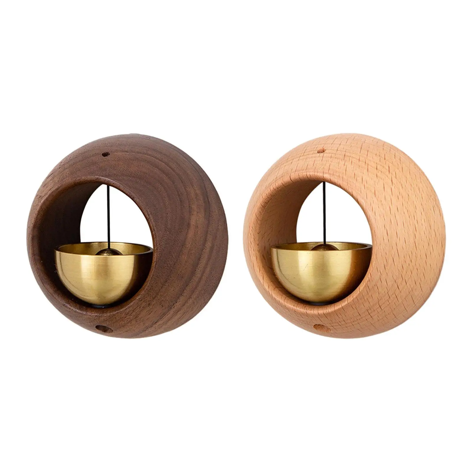 Shopkeepers Bell Welcome Wind Chime Round Small Decorative Wooden Door Bell Doorbell Ornament for Backyard Office Fridge Barn