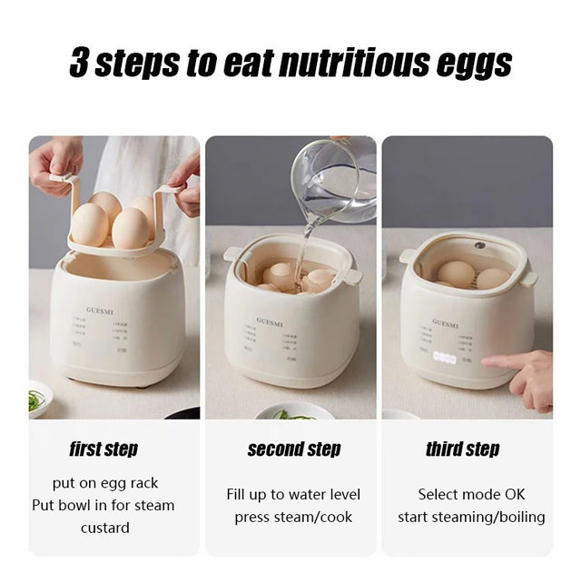 Rapid Egg Cooker - Mini Egg Cooker for Steamed, Hard Boiled, Soft Boiled  Eggs and Onsen Tamago - Electric Egg Boiler for Home Kitchen, Dorm Use -  Smart Egg Maker with Auto