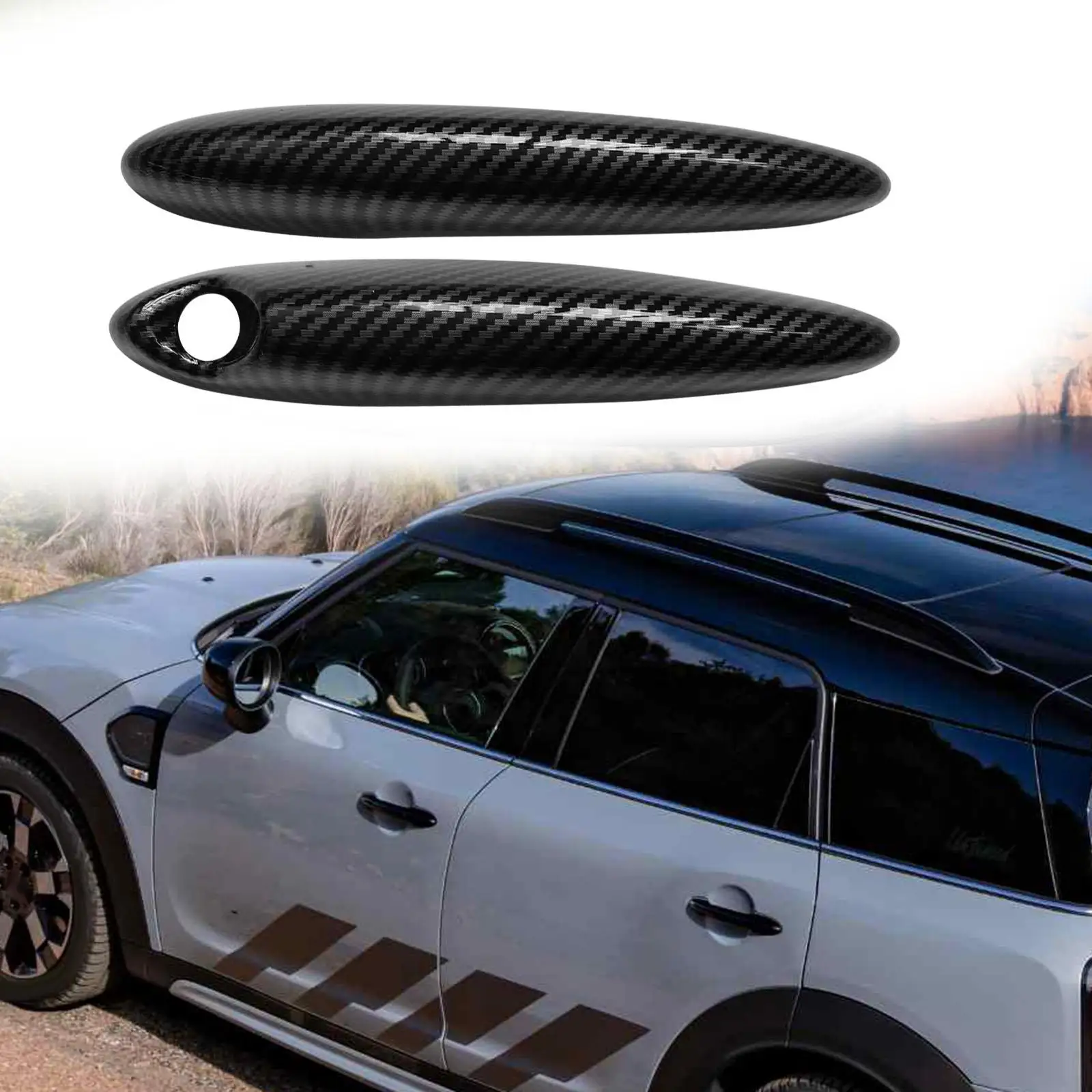 2x Car Door Handle Cover Carbon Fiber Protector for Mini Cooper