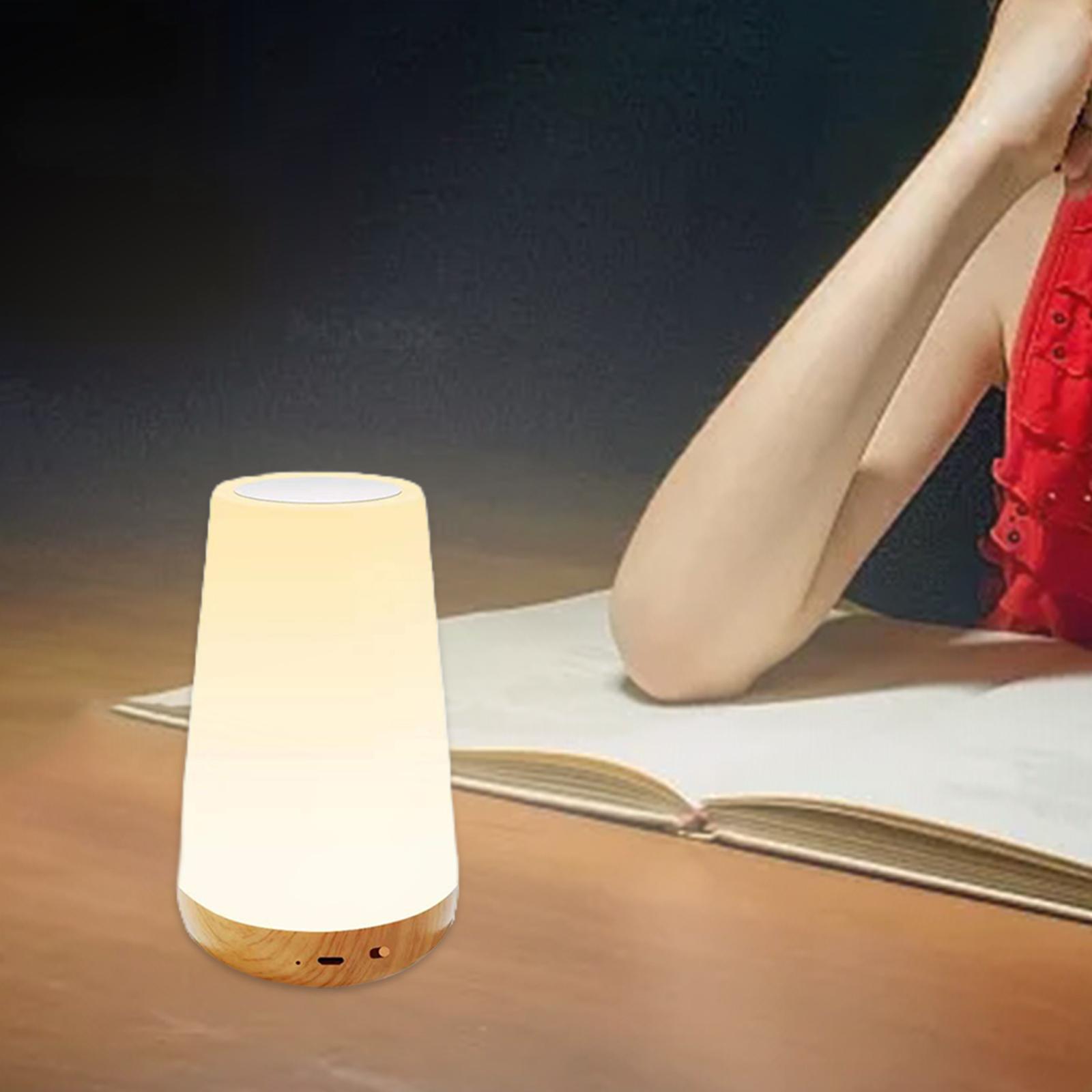 Dimmable Led Colorful Creative Wood Grain Charging Night Light Bedside Table Lamp Ambient Light Touch Remote Light