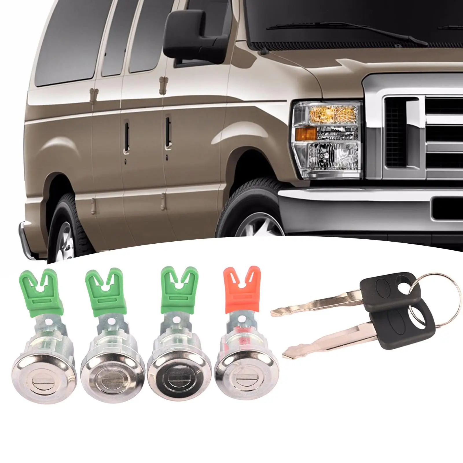 Door Locks Cylinder Lock Set Rear Door Assembly Easy to Install Replaces Accessories 597638 for Ford E Series Van 1997-2020