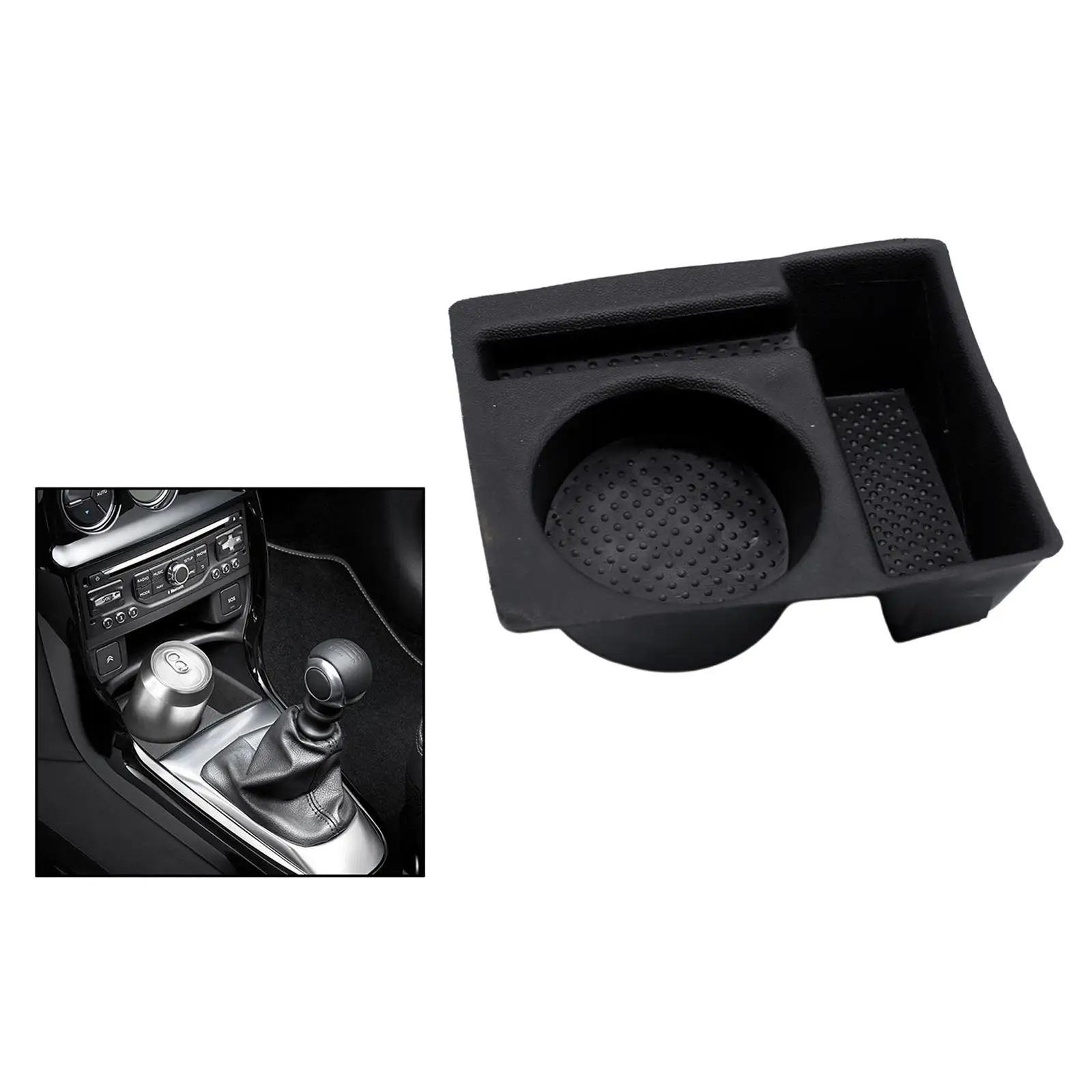 Multifunctional 9425E4 00244872 Cup Holder Tray Ashtray Organizer Replacement Fit for Citroen DS3 Beverage Insert Black