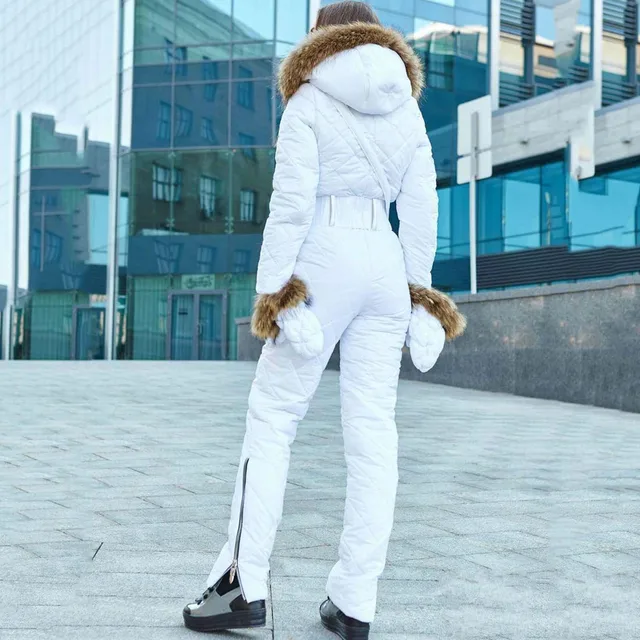 Tuta da sci invernale da donna tuta sportiva da esterno tuta da neve con  colletto in lana sintetica tuta con felpe con cappuccio giacche e pantaloni da  sci
