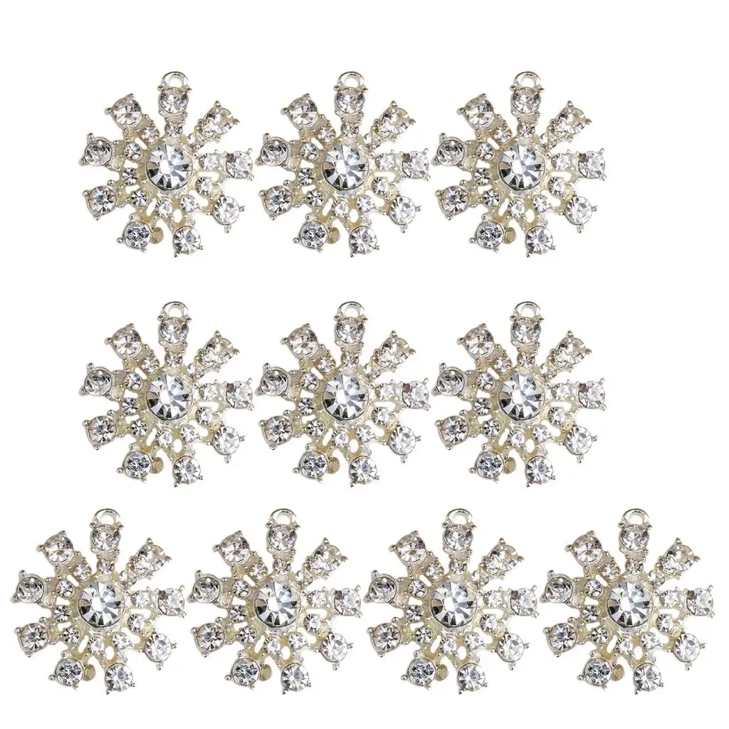 10 Pieces Christmas Crystal Snowflake Charms Pendant Jewelry Making Findings for DIY Craft 26mm